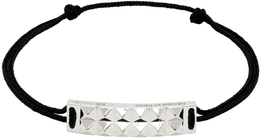 Black Pyramid Guilloche Cord 
Le 5g
 Bracelet