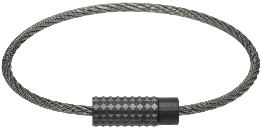 Gunmetal Pyramid Guilloché Cable 'Le 7g' Bracelet by Le Gramme on Sale