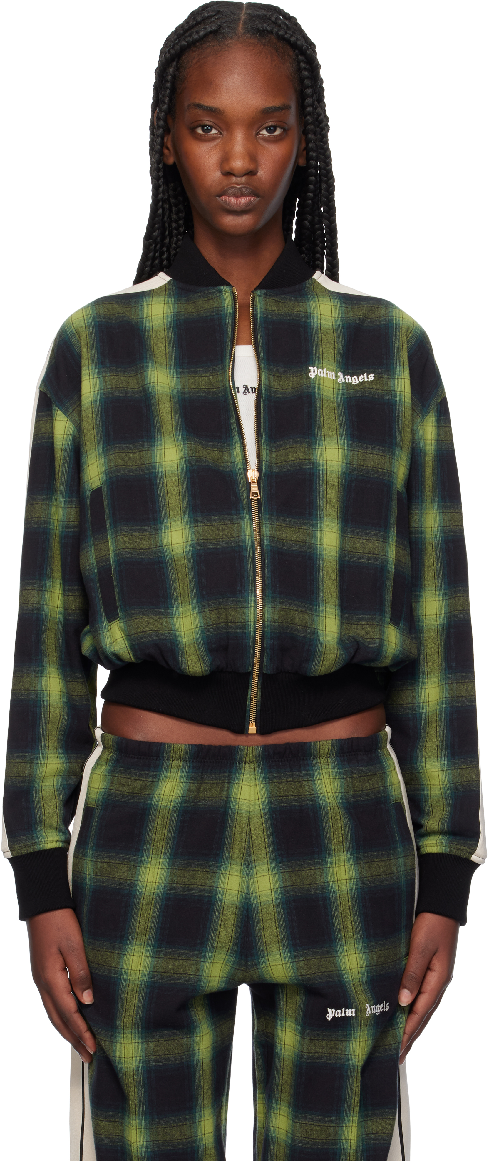 【関税込み】Palm Angels グリーン チェック ボンバージャケット Palm Angelsのグリーン チェック ボンバージャケットがセール中
