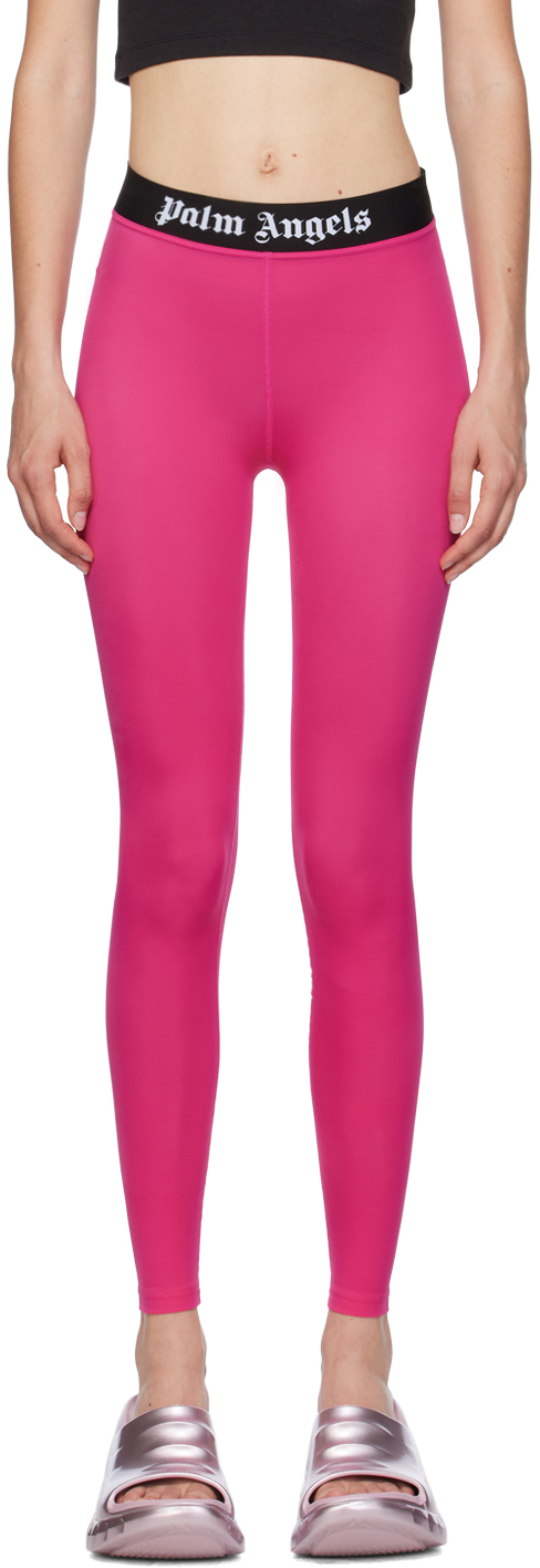 Shop Palm Angels Pink Elasticized Leggings In Fuchsia Black