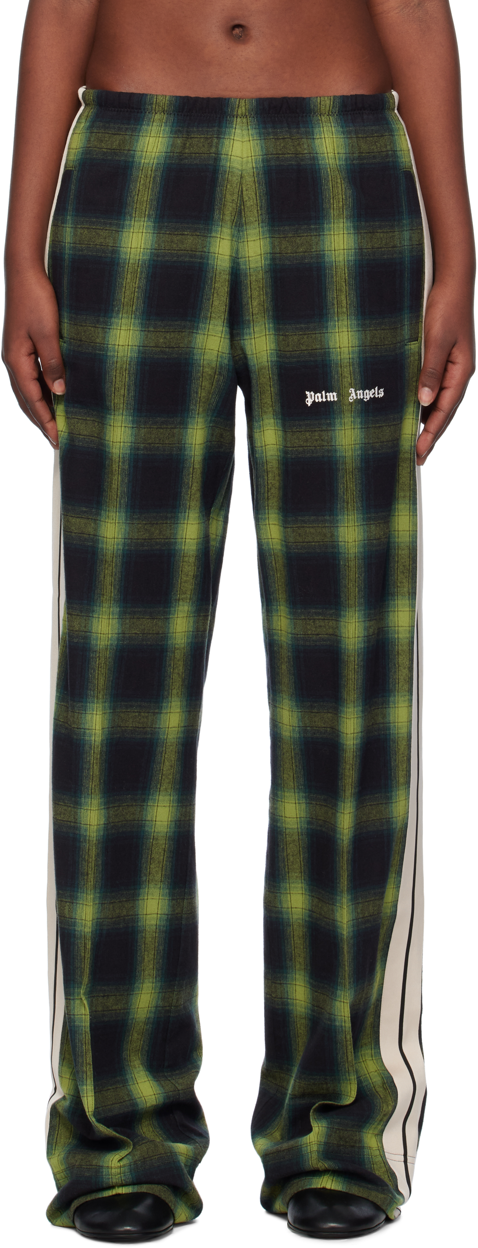 Green Checked Track Pants