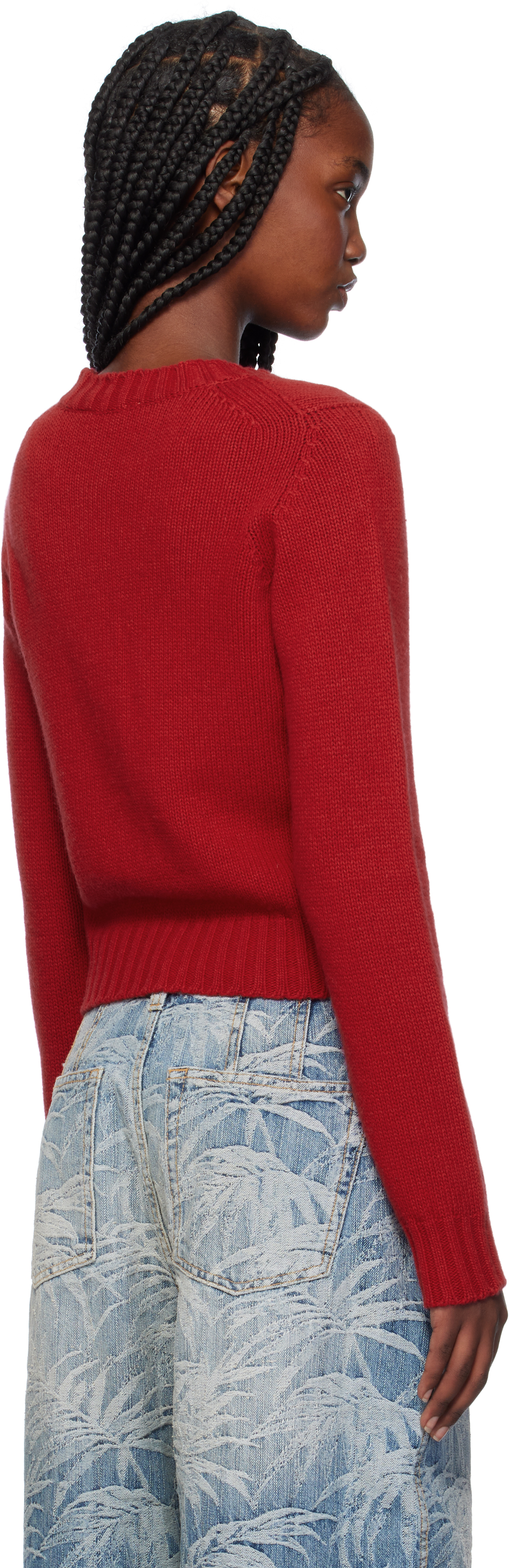 Palm Angels Red Monogram Cardigan In Red Pink