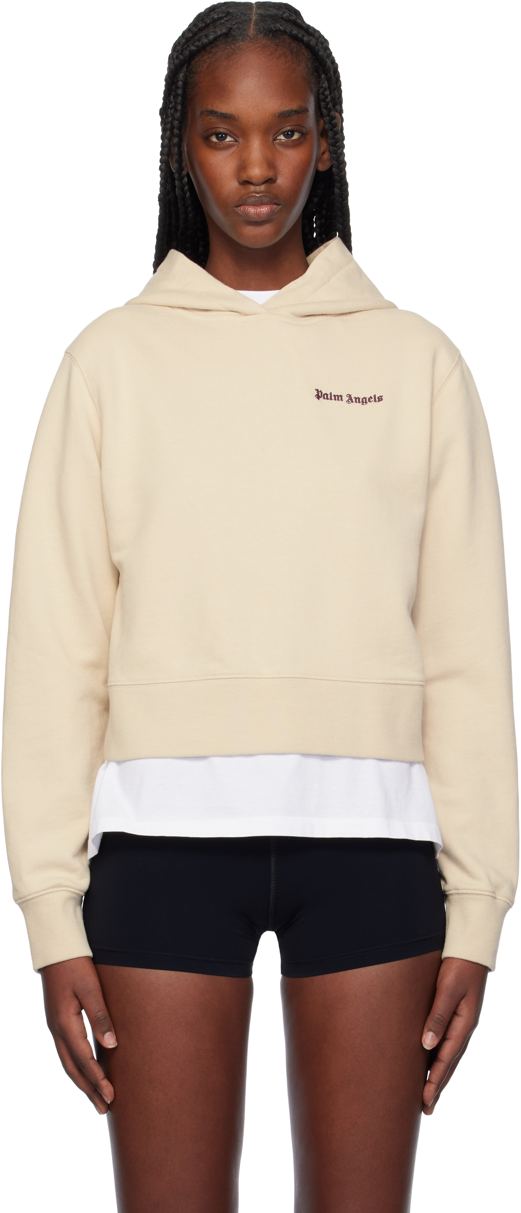 Beige Classic Logo Fitted Hoodie
