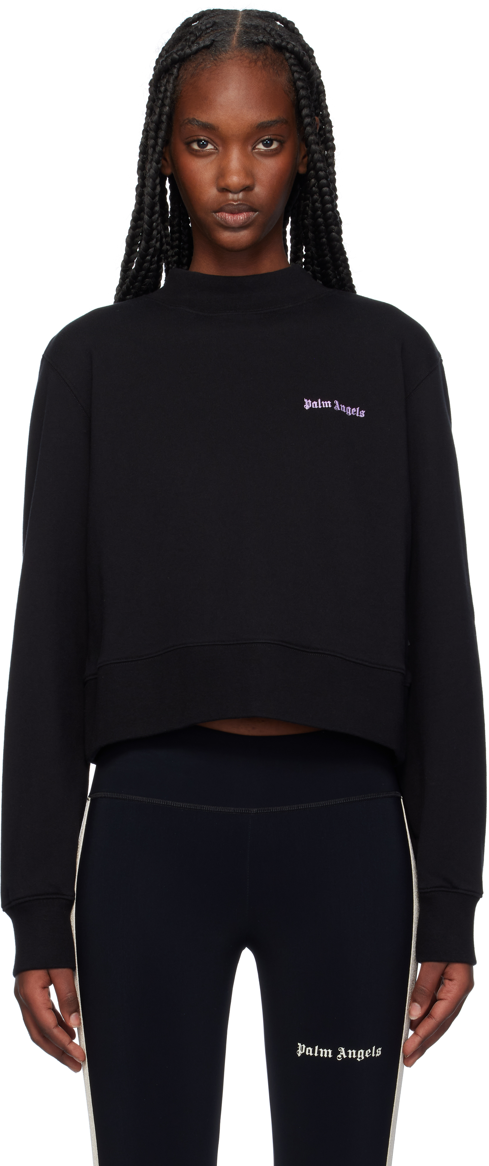 Palm Angels Black Classic Logo Fitted Sweatshirt In Black Lilac
