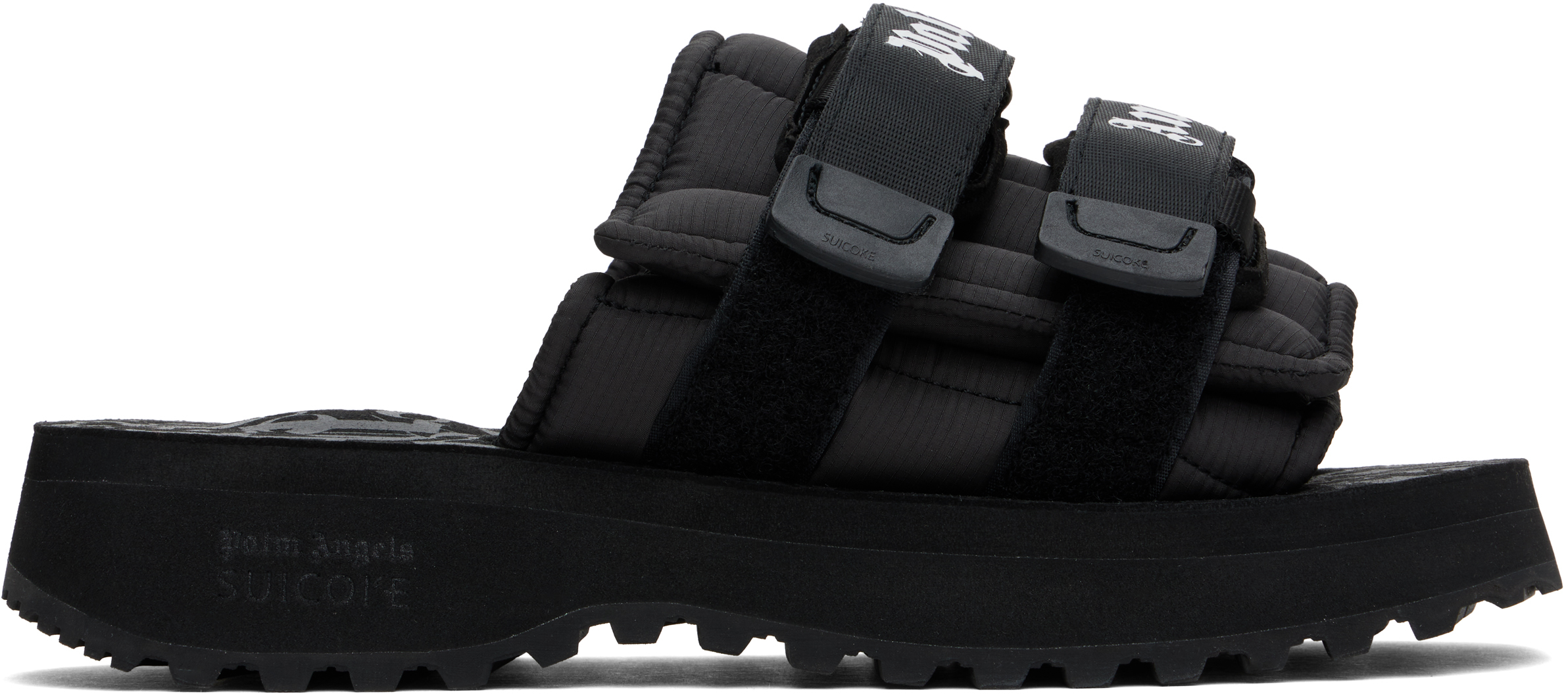 Shop Palm Angels Black Suicoke Edition Moto-p Sandals