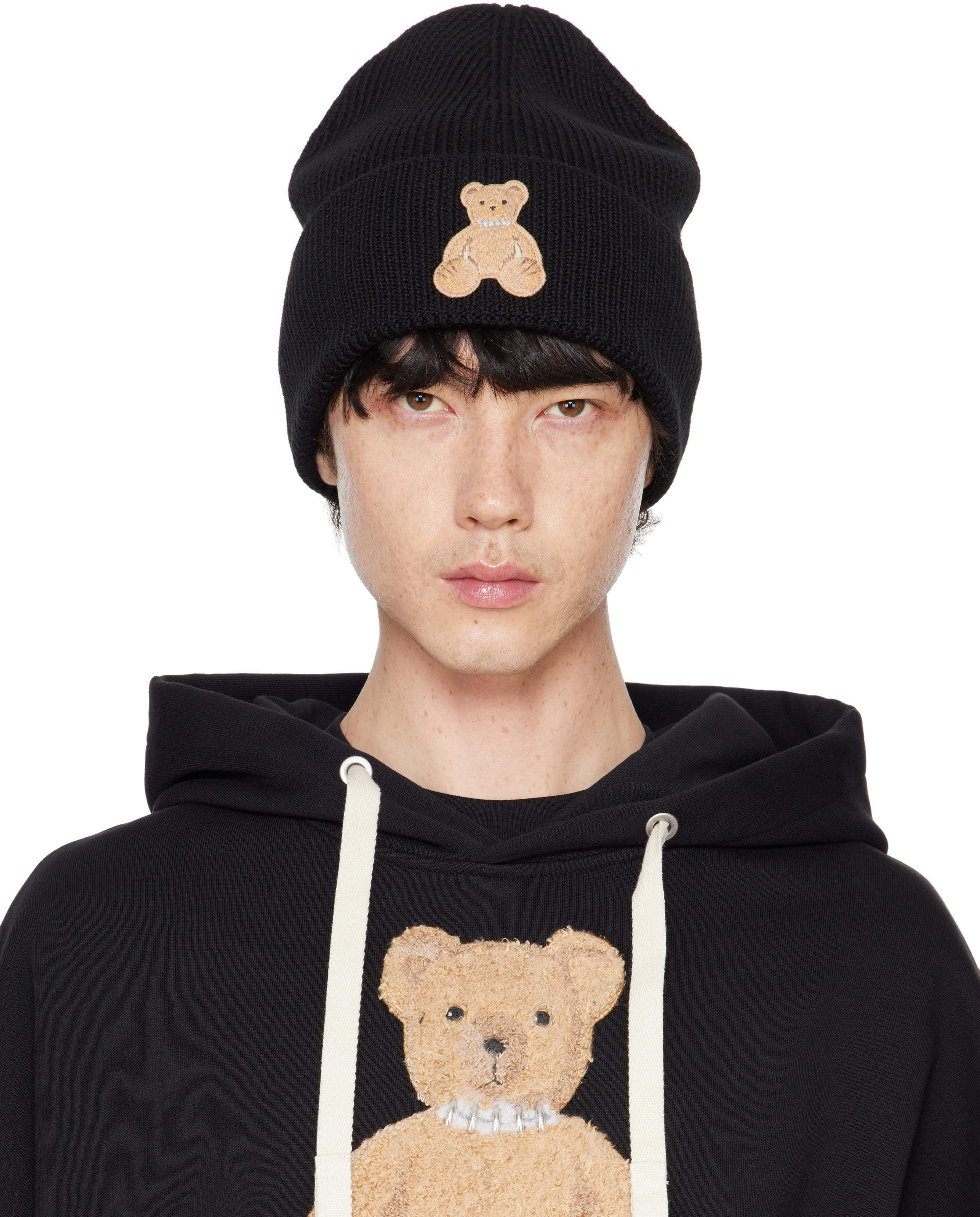 Black 'Bear In Mind' Beanie