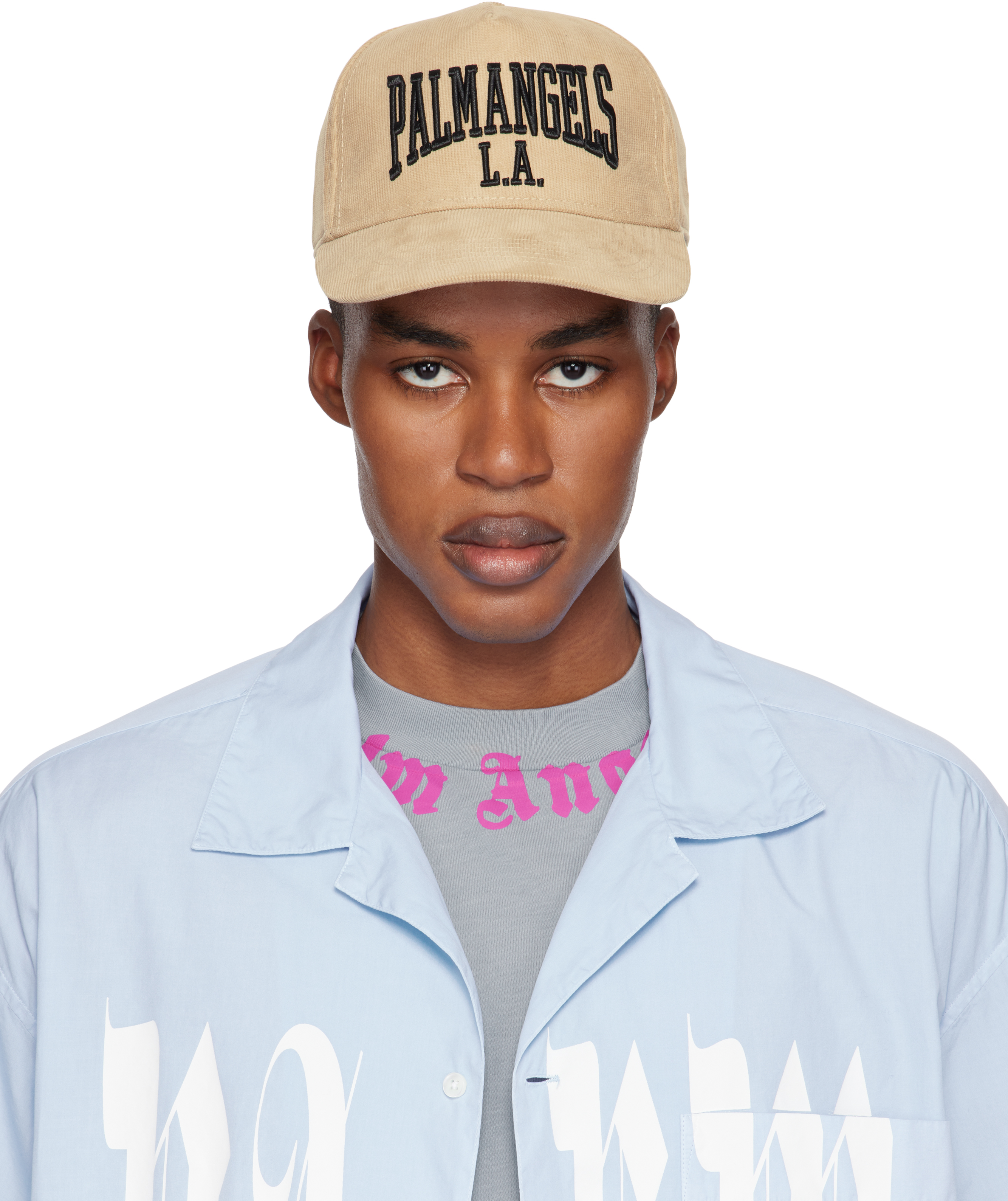 Beige College Corduroy Baseball Cap