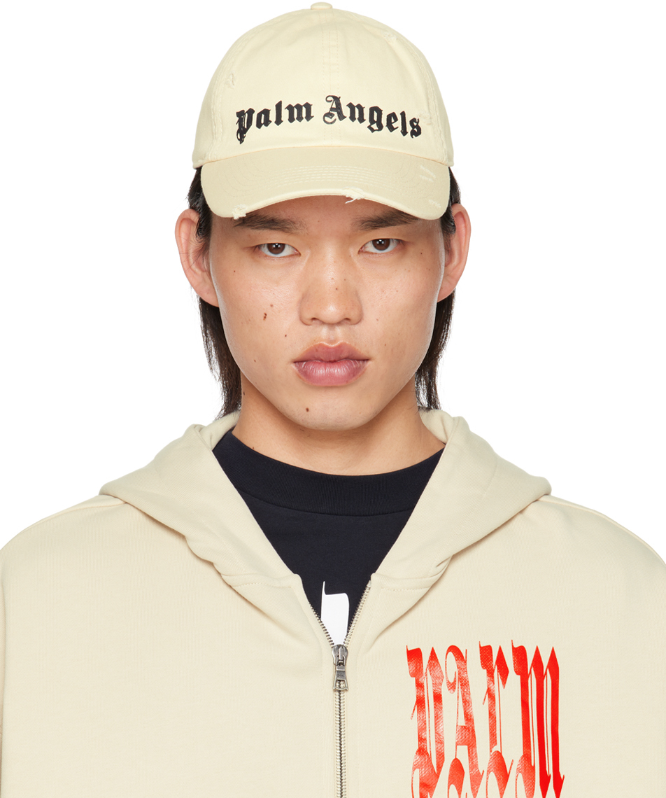 Shop Palm Angels Off-white Monogram Cap In Off White Black