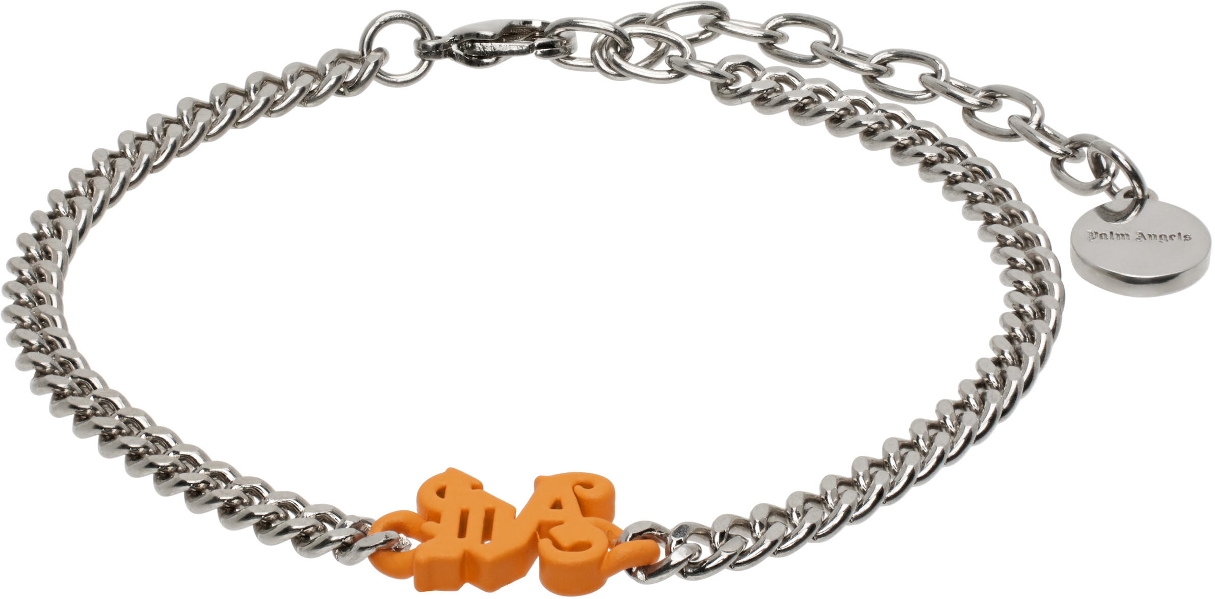 Silver & Orange Monogram Chain Bracelet