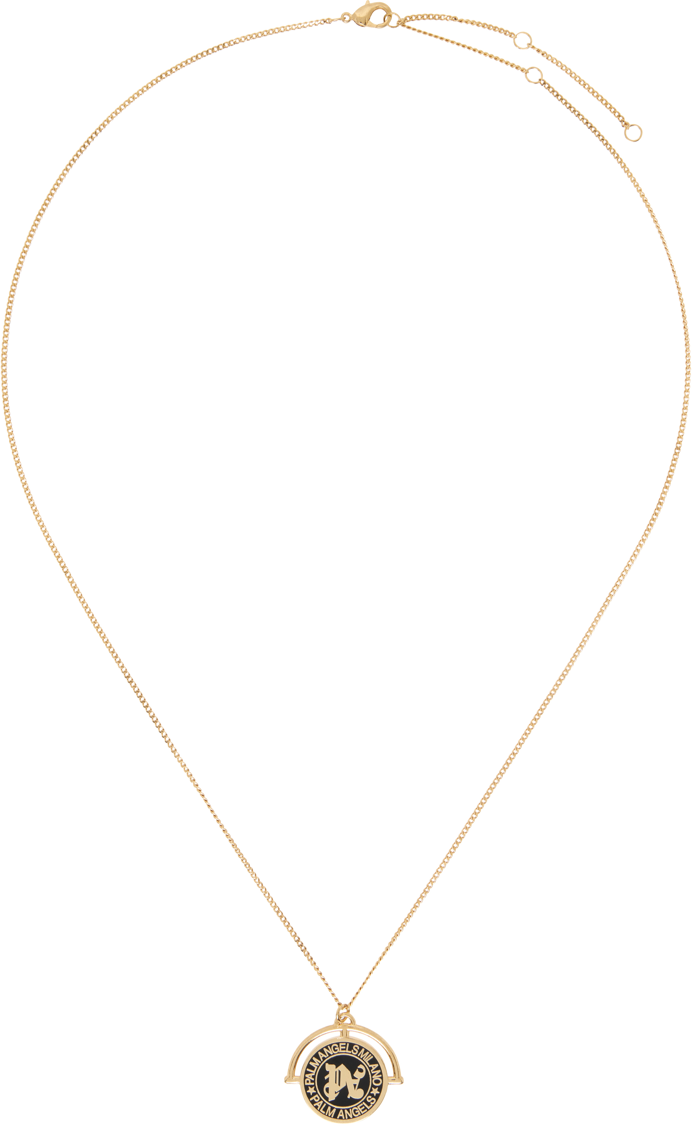 PALM ANGELS GOLD MONOGRAM EMBLEM NECKLACE 