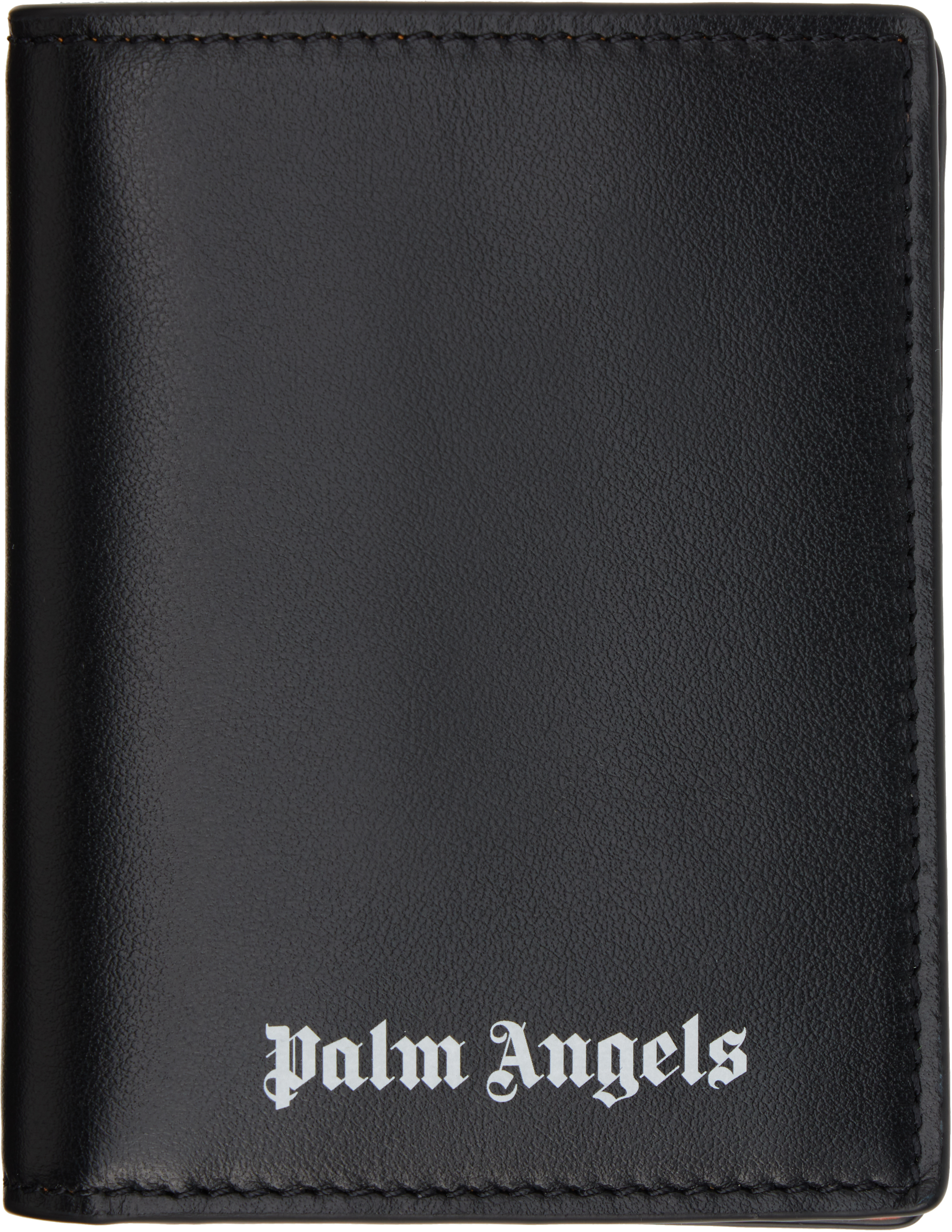 Shop Palm Angels Black Classic Logo Bifold Wallet In Black/white