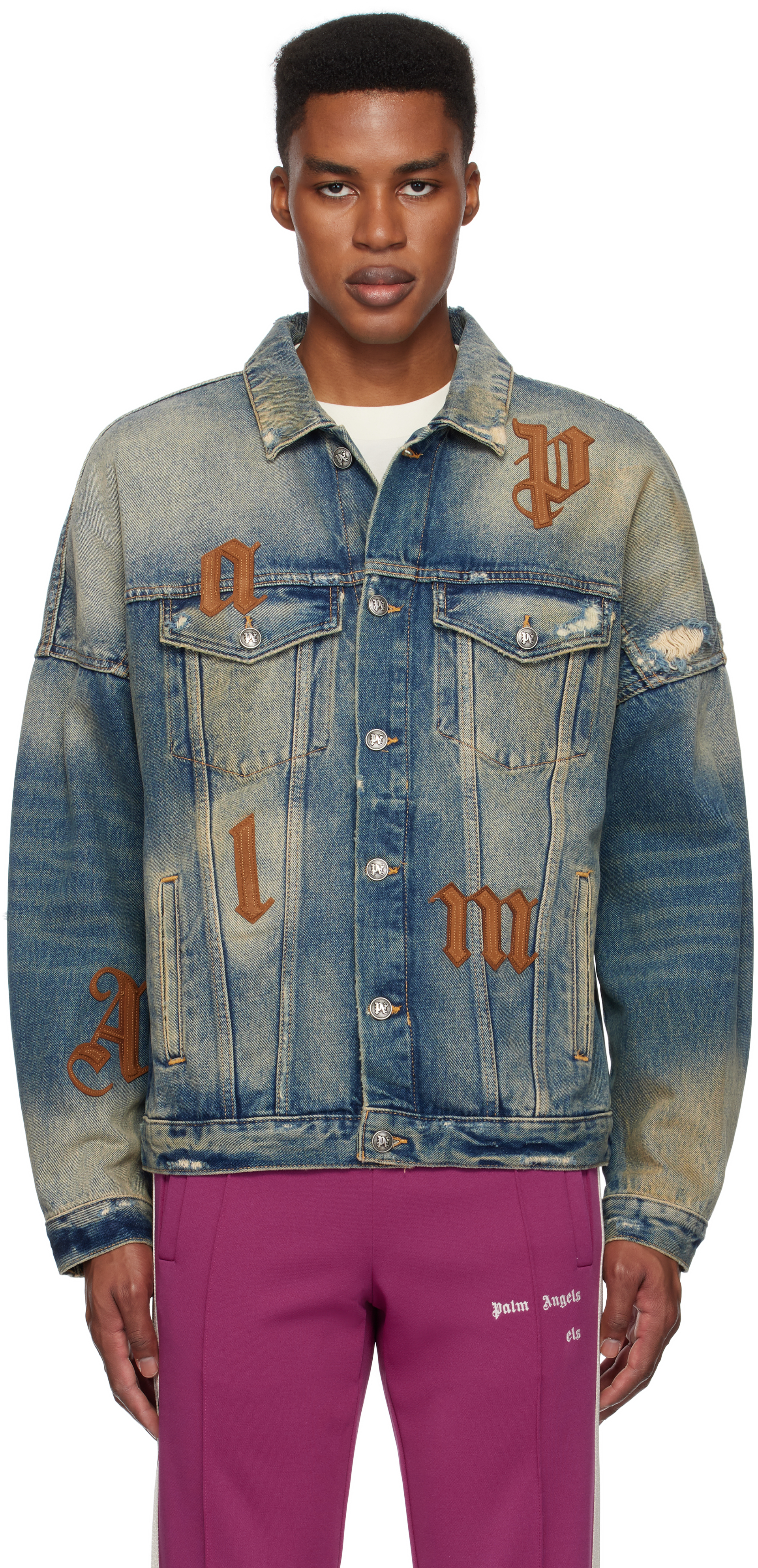 Blue Oversize Logo Patches Denim Jacket