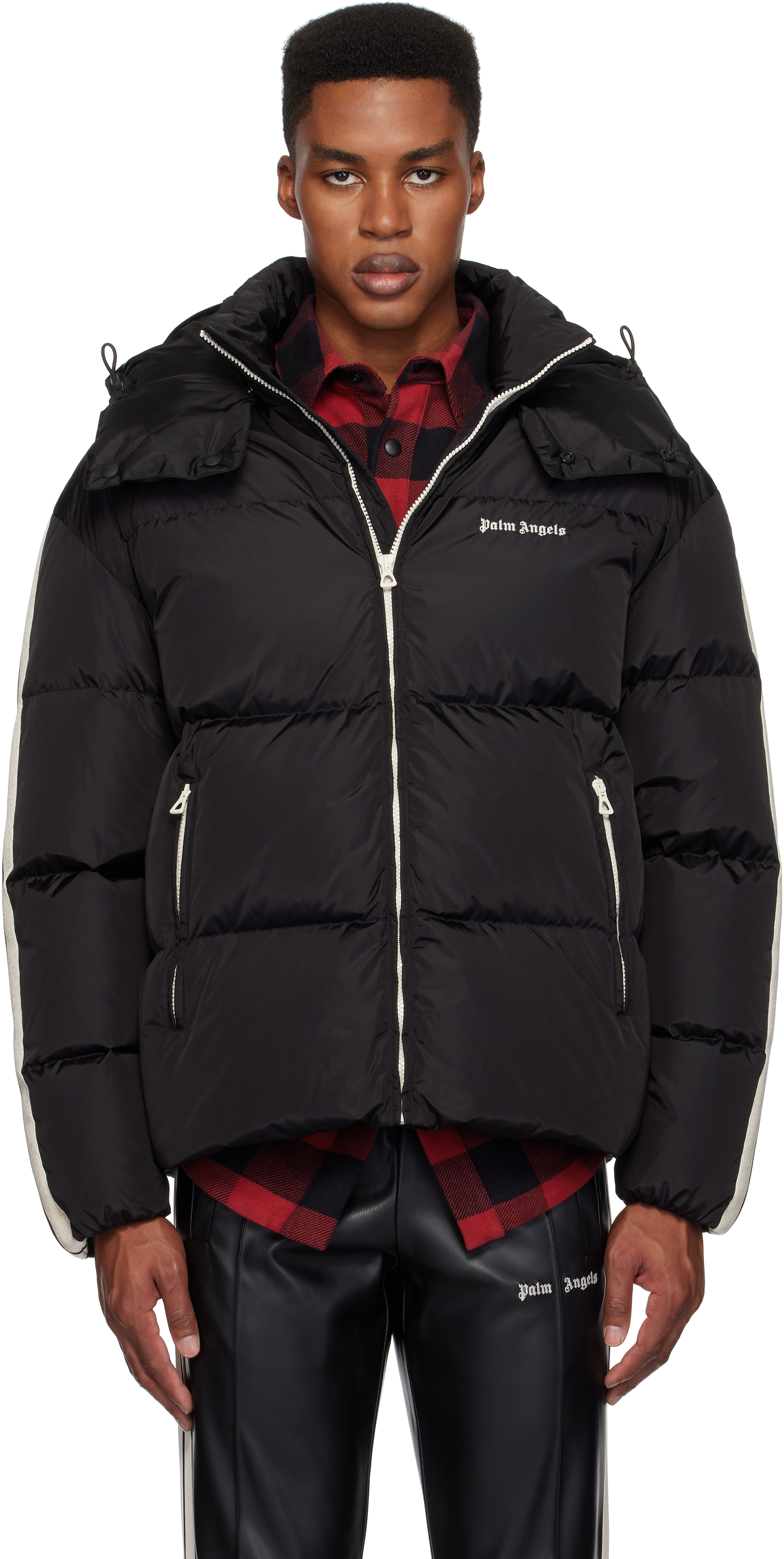 Black Hooded Track Down Jacket