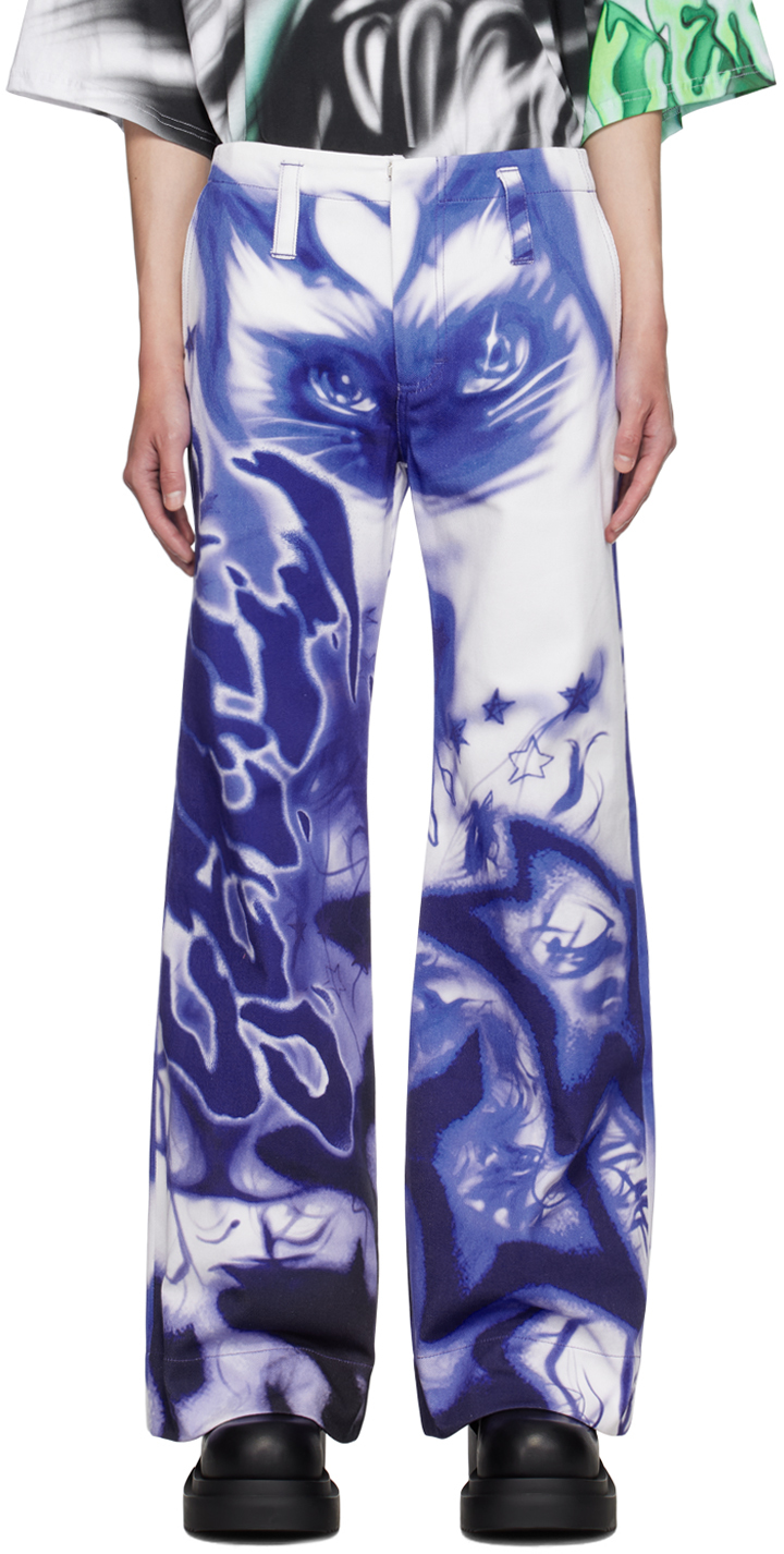 Shop Gerrit Jacob White Bootcut Jeans In White/blue