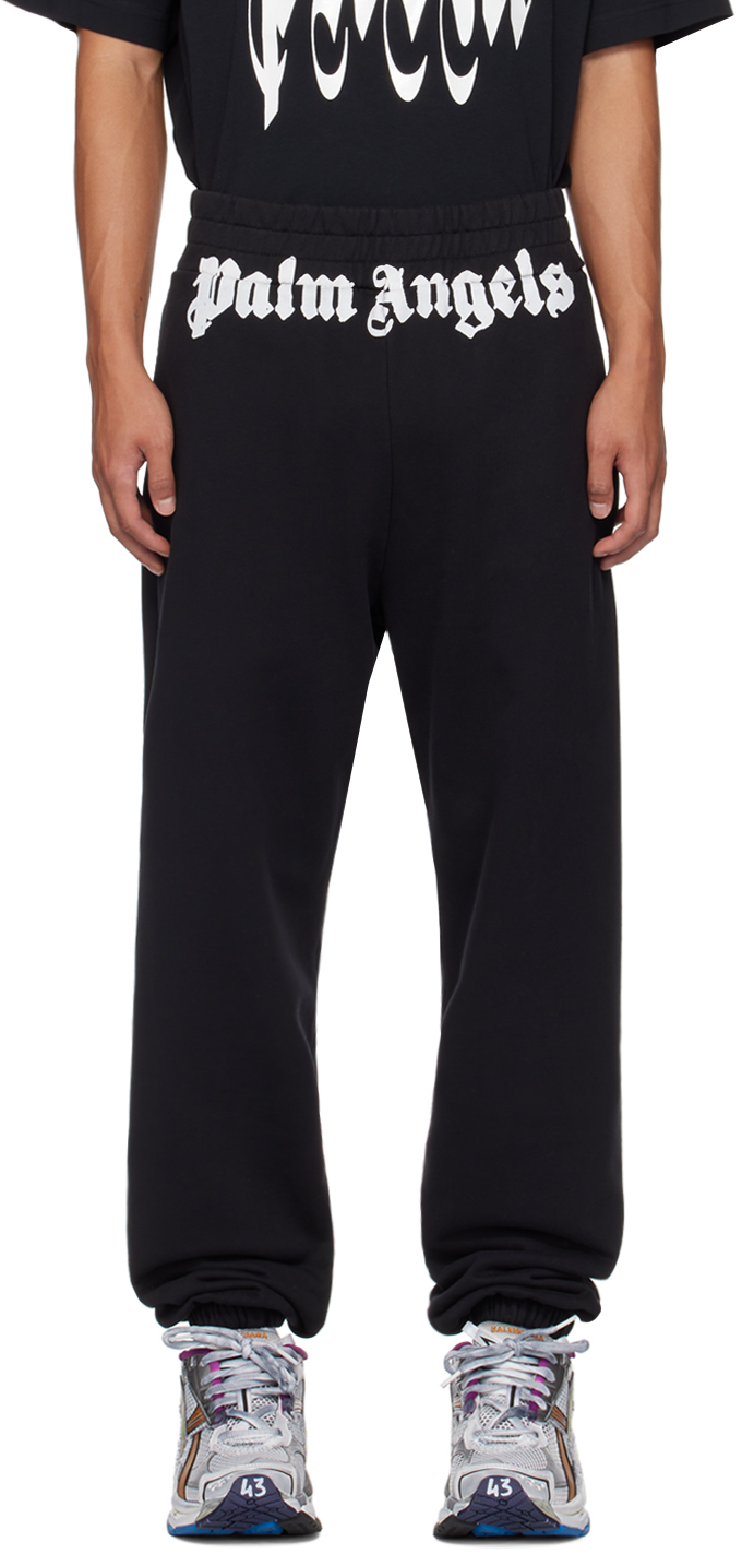 Shop Palm Angels Black Classic Sweatpants In Black Off White