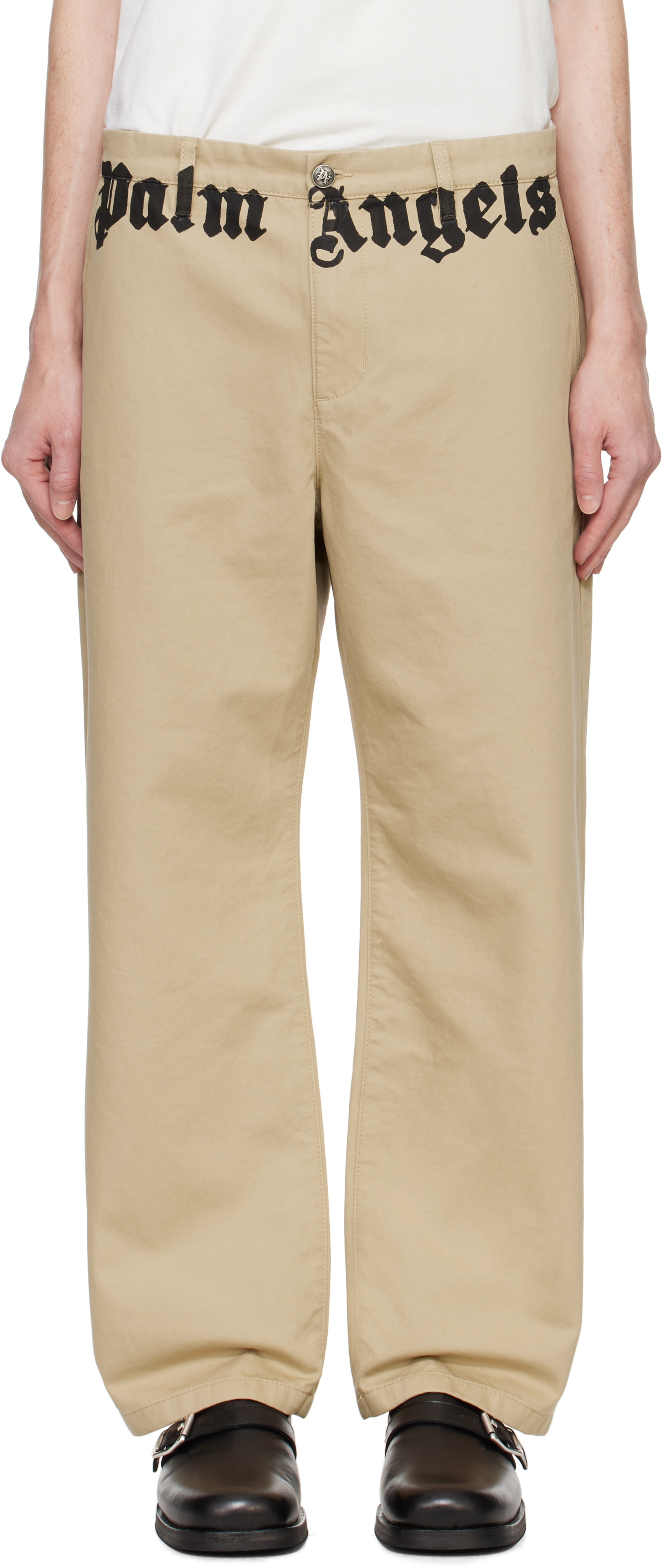 Beige Classic Logo Chino Trousers