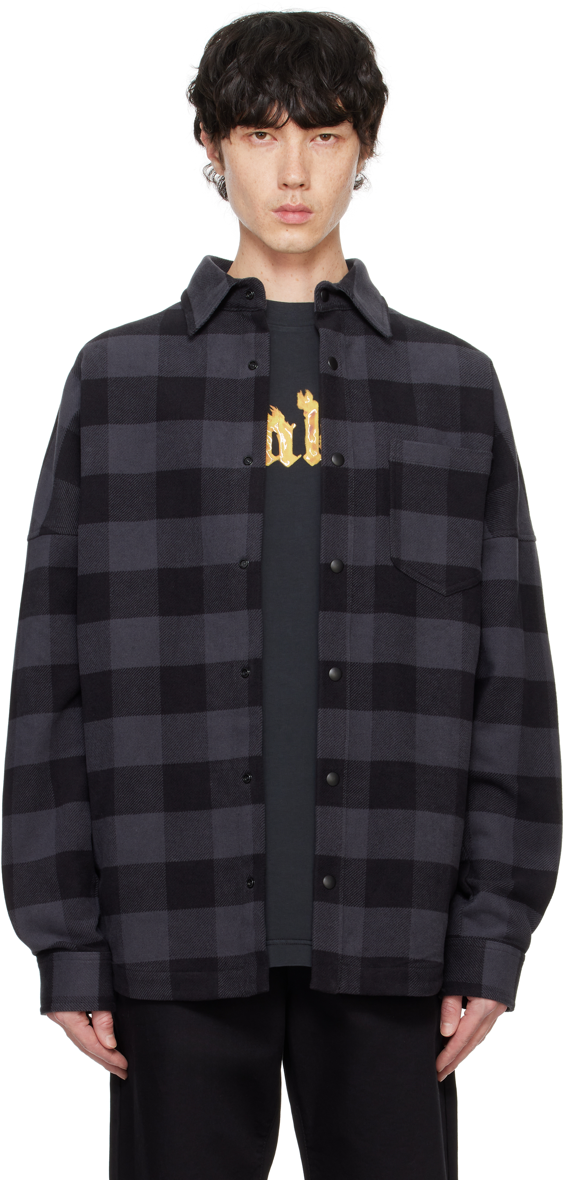 Palm Angels: Black Classic Logo Overshirt | SSENSE
