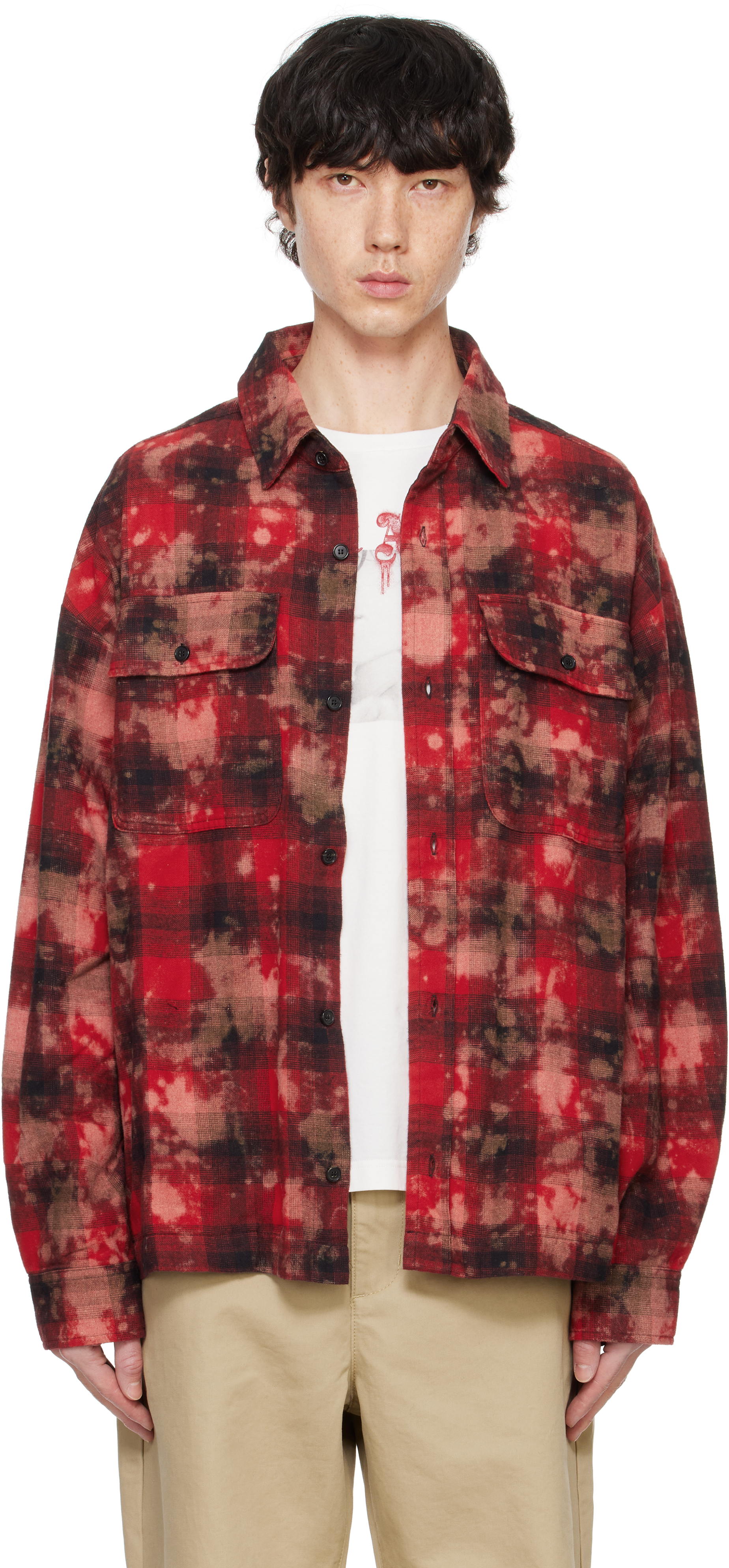 Red Curved Logo Check Shirt