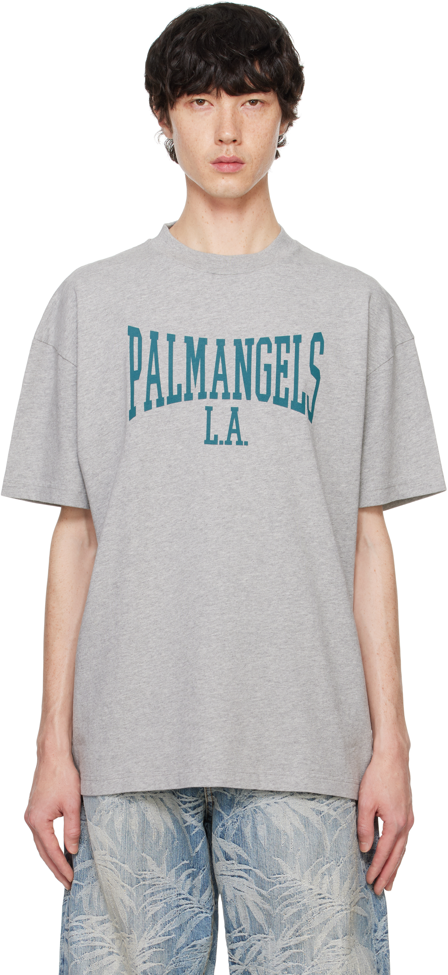 Palm Angels College Classic T Shirt Grey GB New Releases