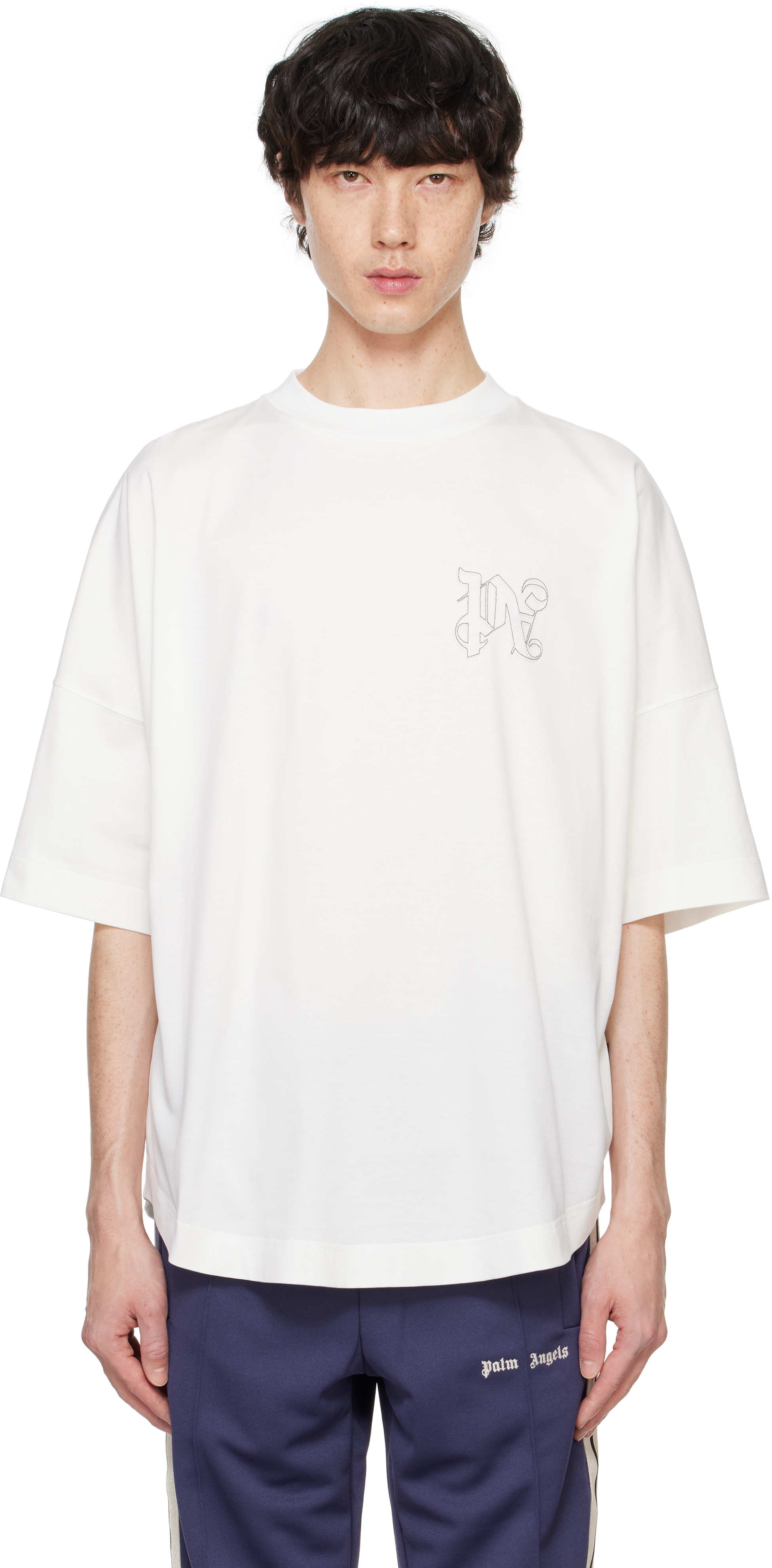 White Embroidered Monogram T-shirt