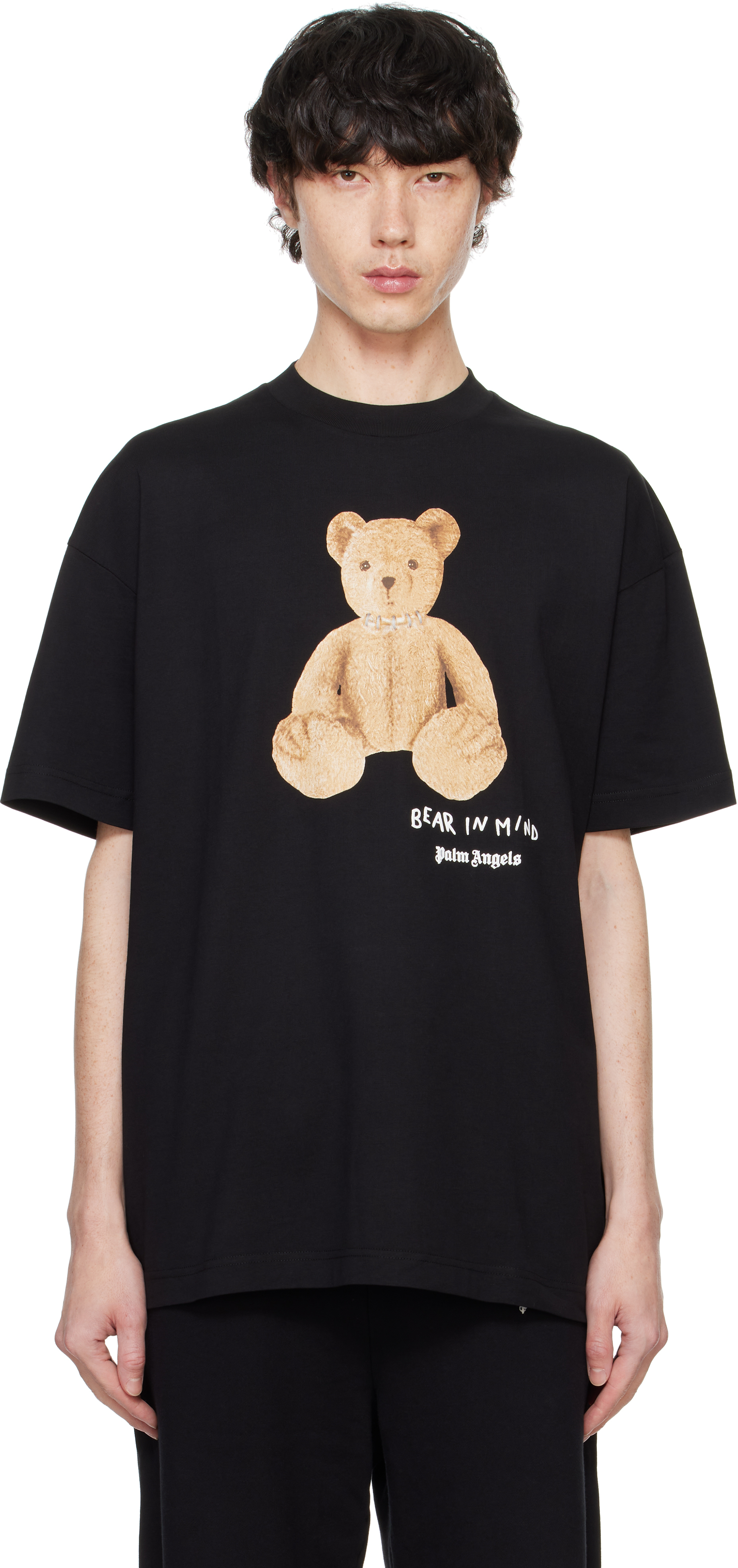 Palm angels black buy bear tee size M