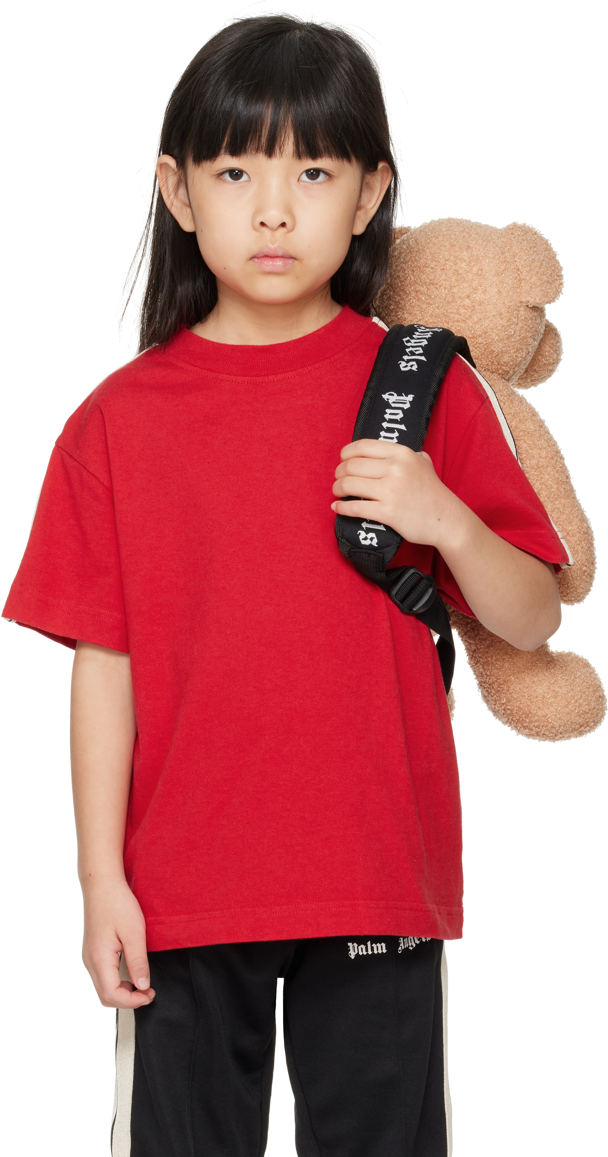 PALM ANGELS KIDS RED TRACK T-SHIRT