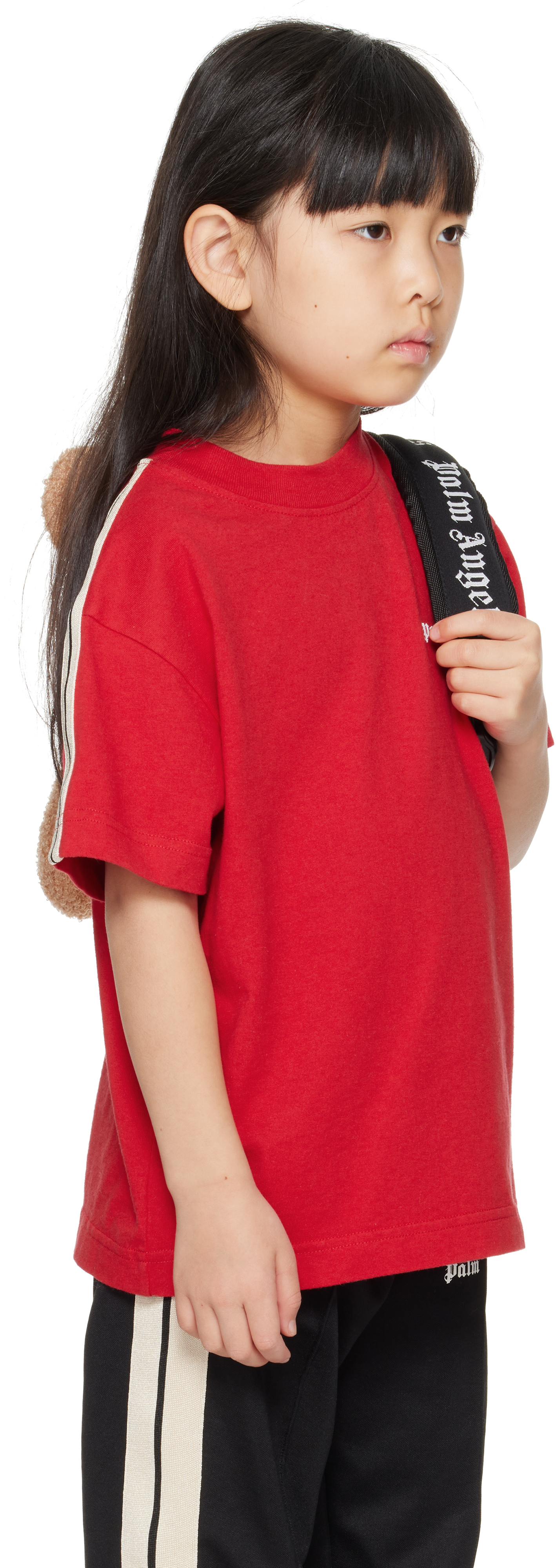 PALM ANGELS KIDS RED TRACK T-SHIRT