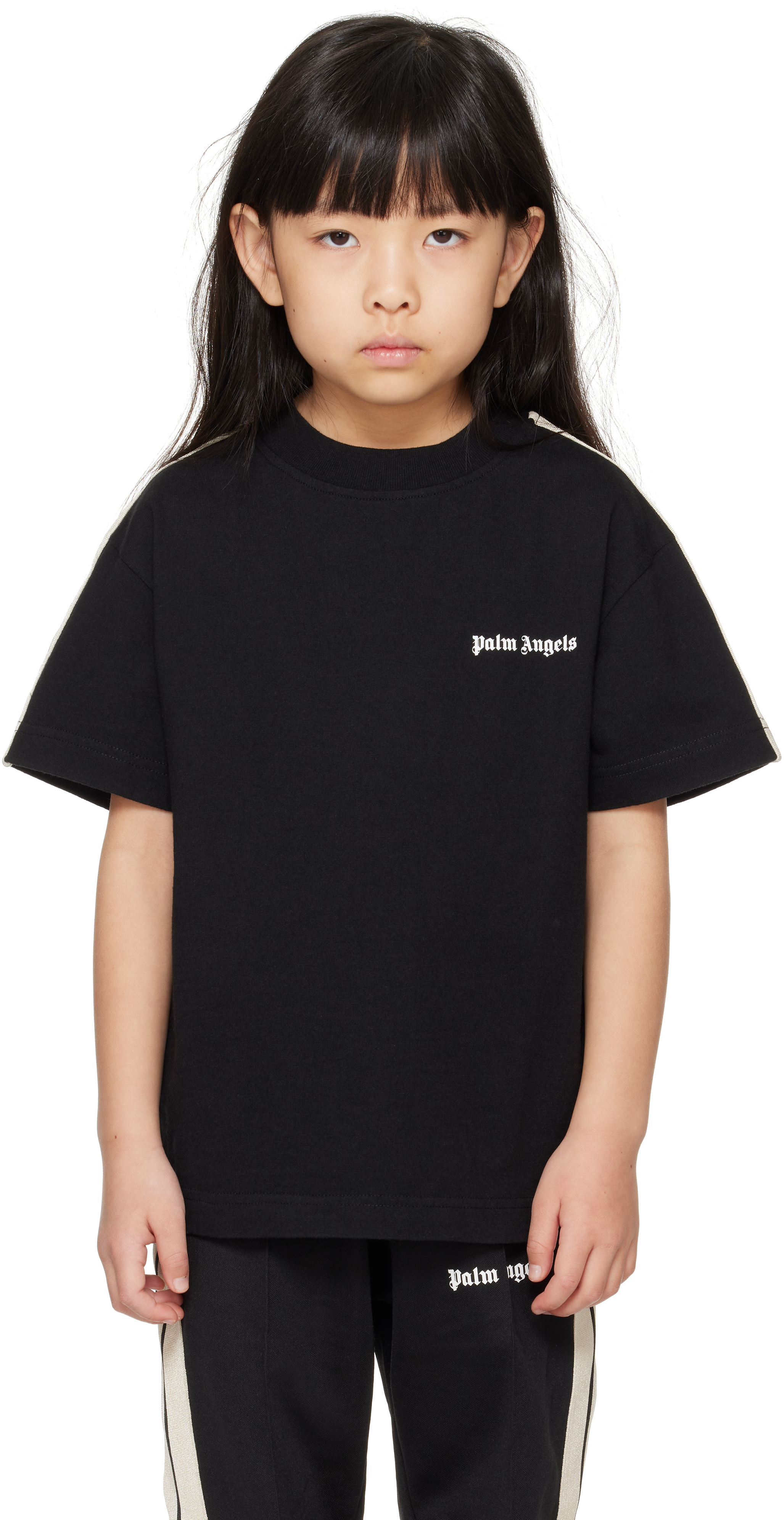 Shop Palm Angels Kids Black Track T-shirt In Black Off W