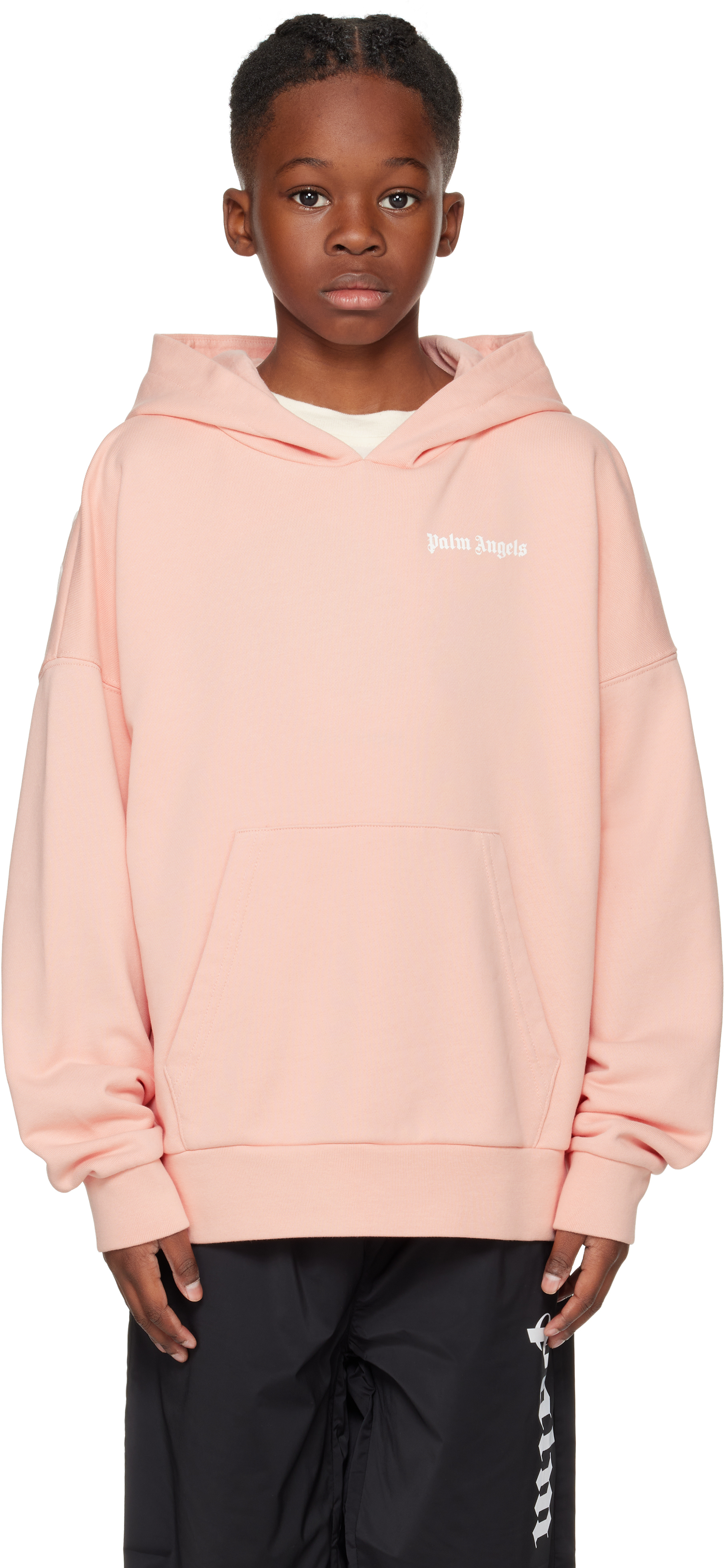 Palm Angels Kids Pink Classic Overlogo Hoodie In Pink White