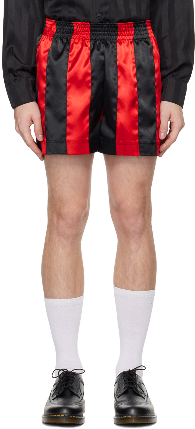 SSENSE Exclusive Black & Red Stripe Ribbon Footy Shorts