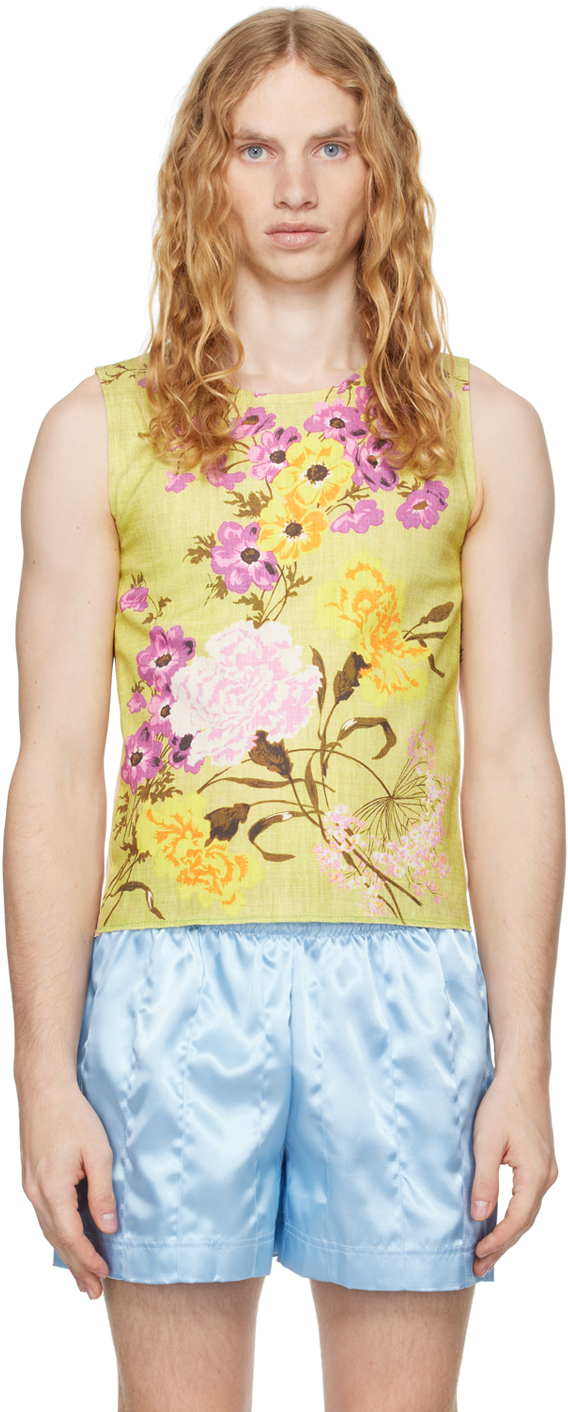 Green popular floral tank top