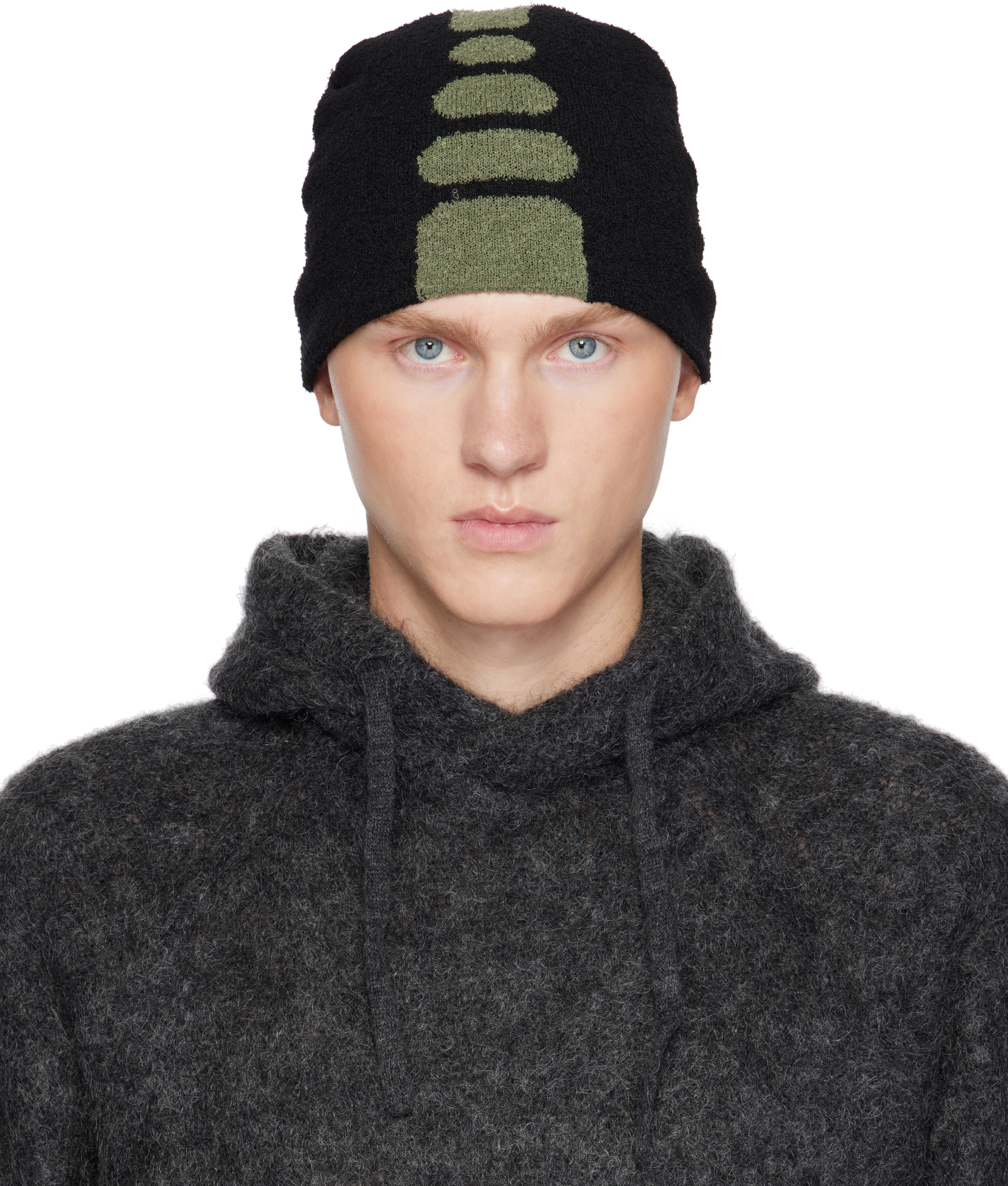 _j.l - A.l_ Black & Green Eyre Beanie In Ryolite Brown