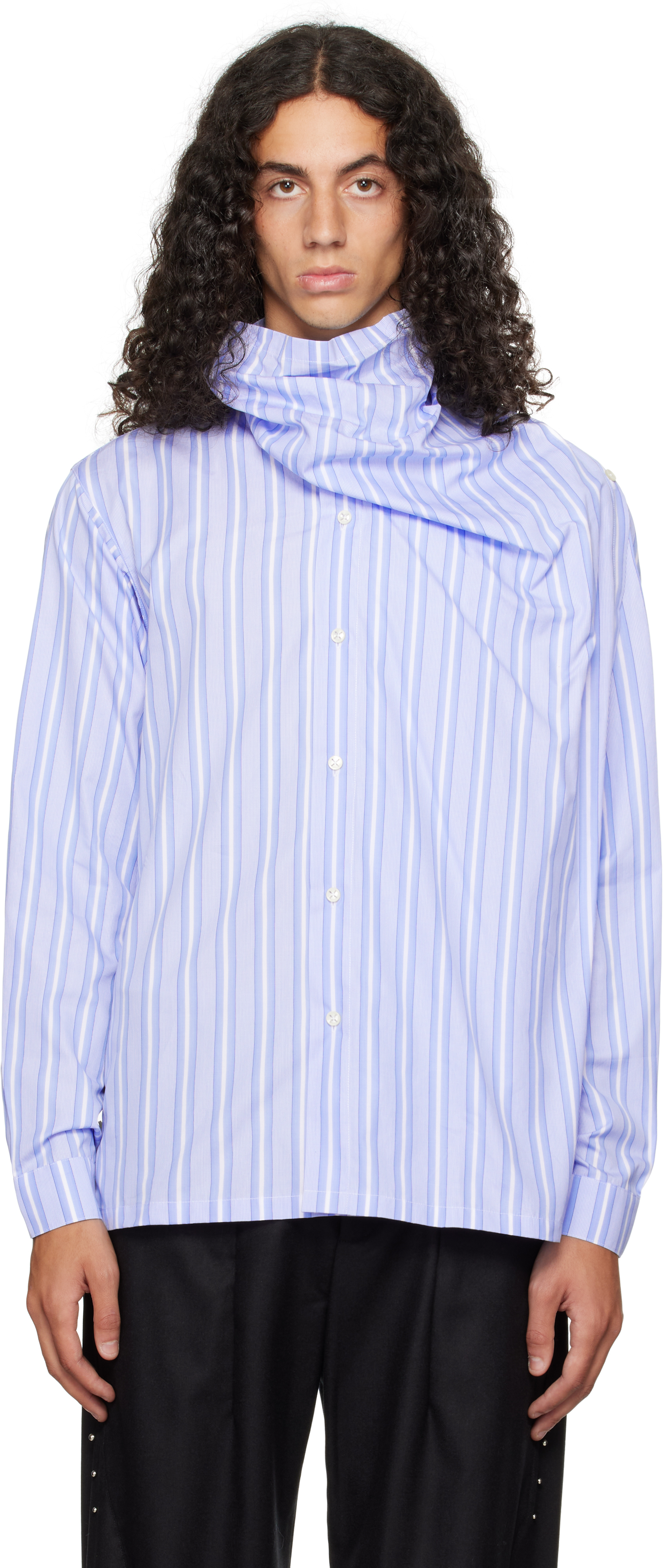 _J.L - A.L_: Blue Macro Shirt | SSENSE