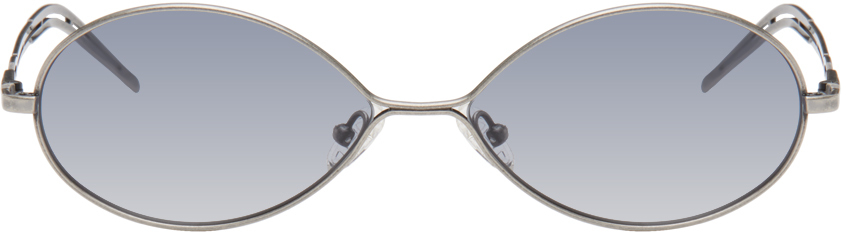 Shop Song For The Mute Ssense Exclusive Silver 'the Teardrop' Sunglasses In Oxidized Silver