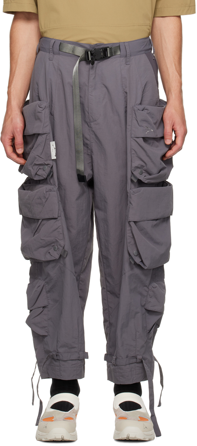 Gray 3D Pocket Cargo Pants by Archival Reinvent on Sale