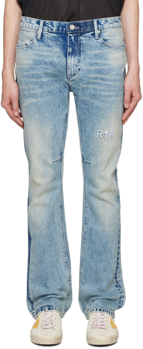 Shop Rta Blue Denis Jeans In Distr Vintage L Blue