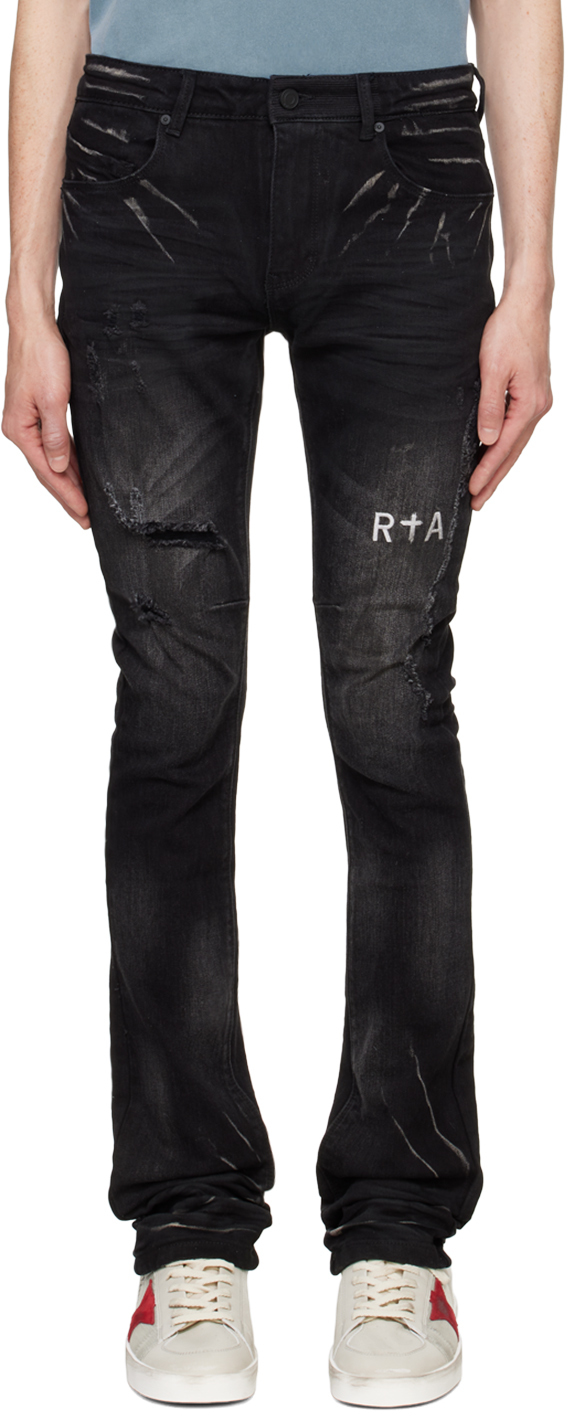 Shop Rta Black Olivier Stacked Jeans In Worn Out Black