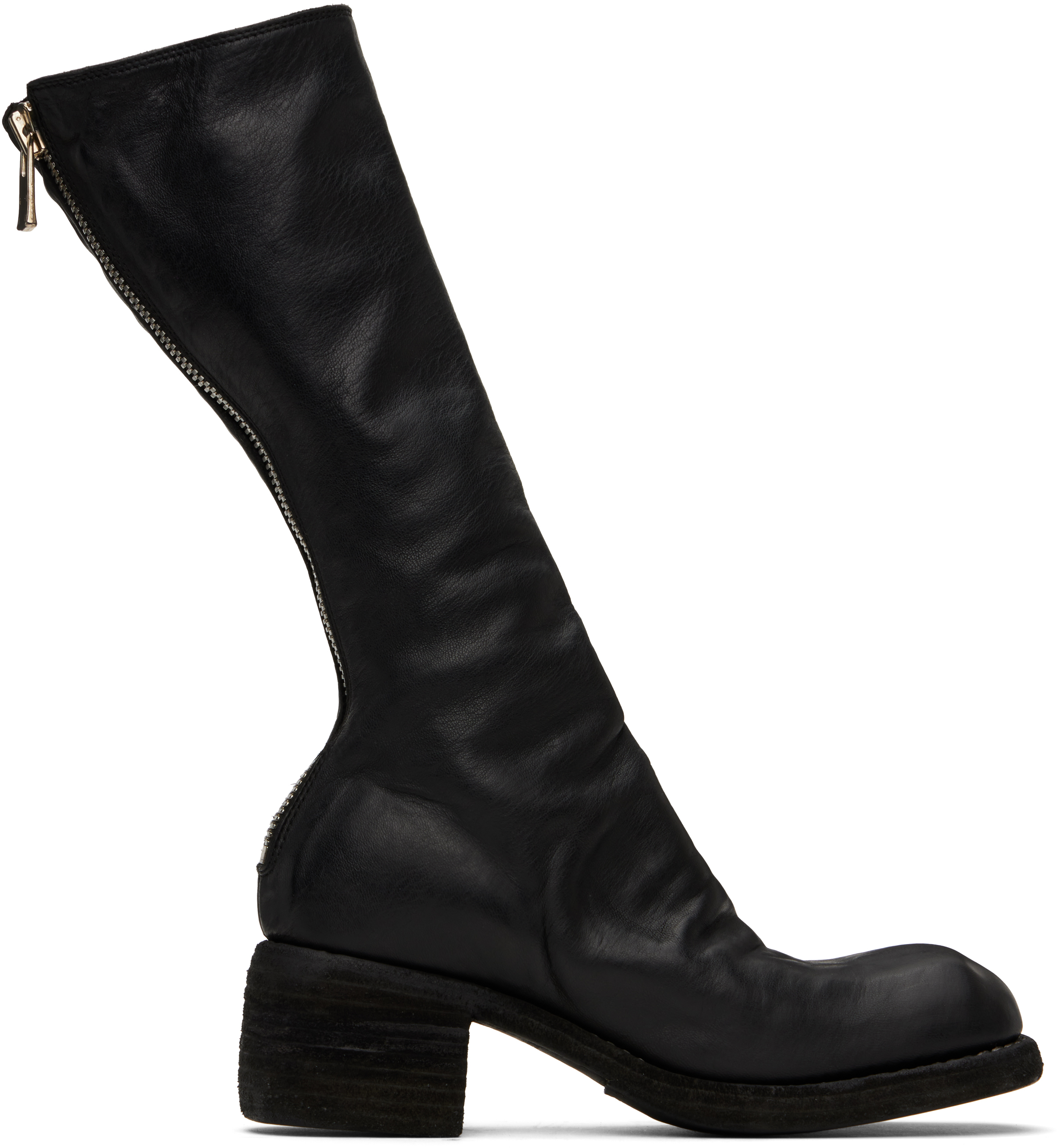 ミドルブーツ GUIDI Women Shoes Q205 BLKT Black グイディ GUIDI Women's Back Zip Boots Double Sole Wide Model