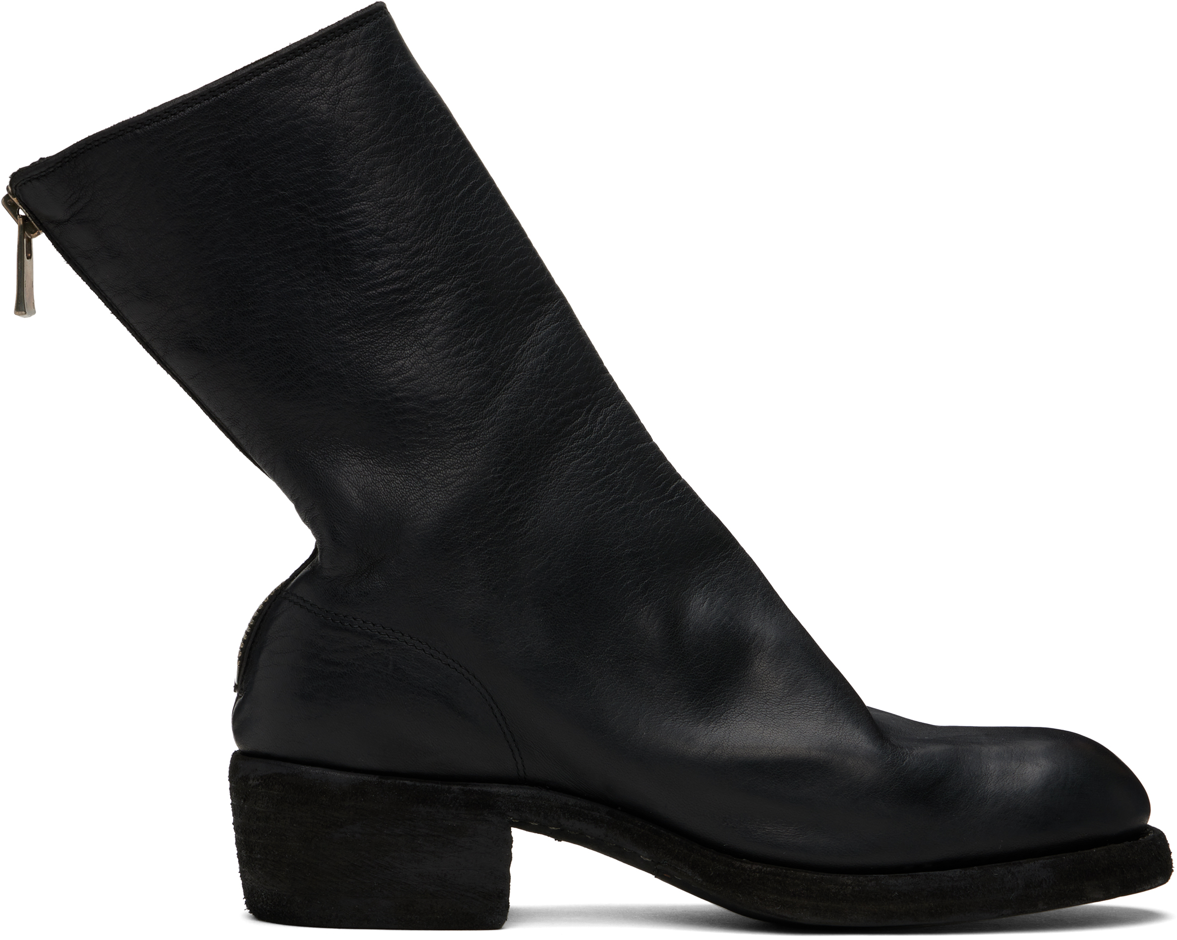 Guidi Leather Horse Zip Back Boots in Black