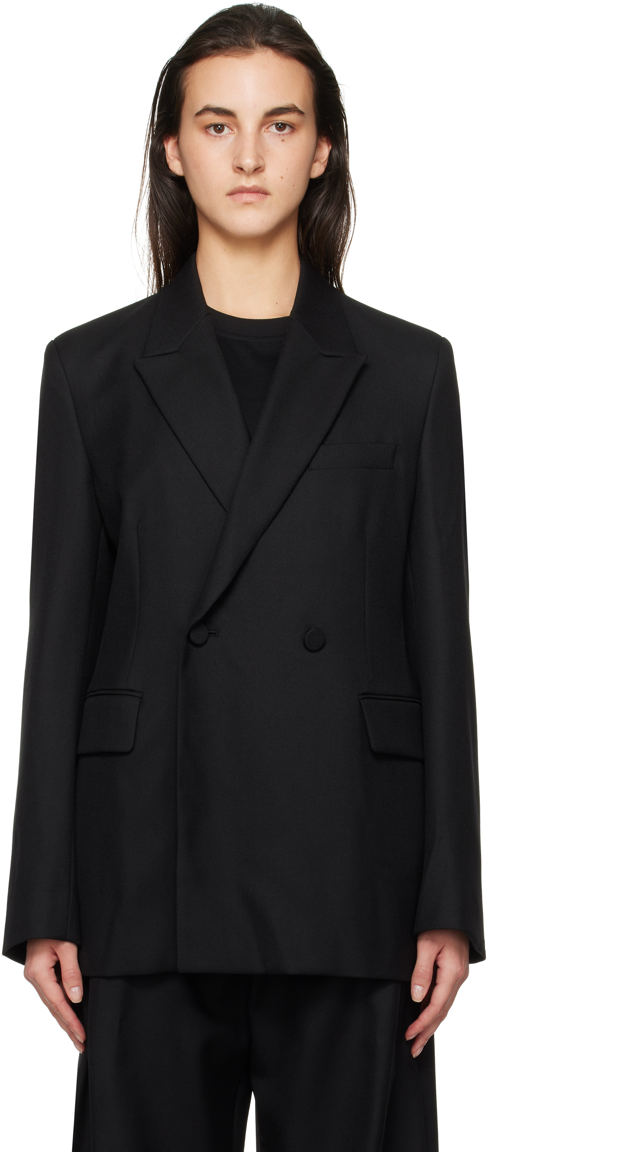 Black Wool Double Blazer