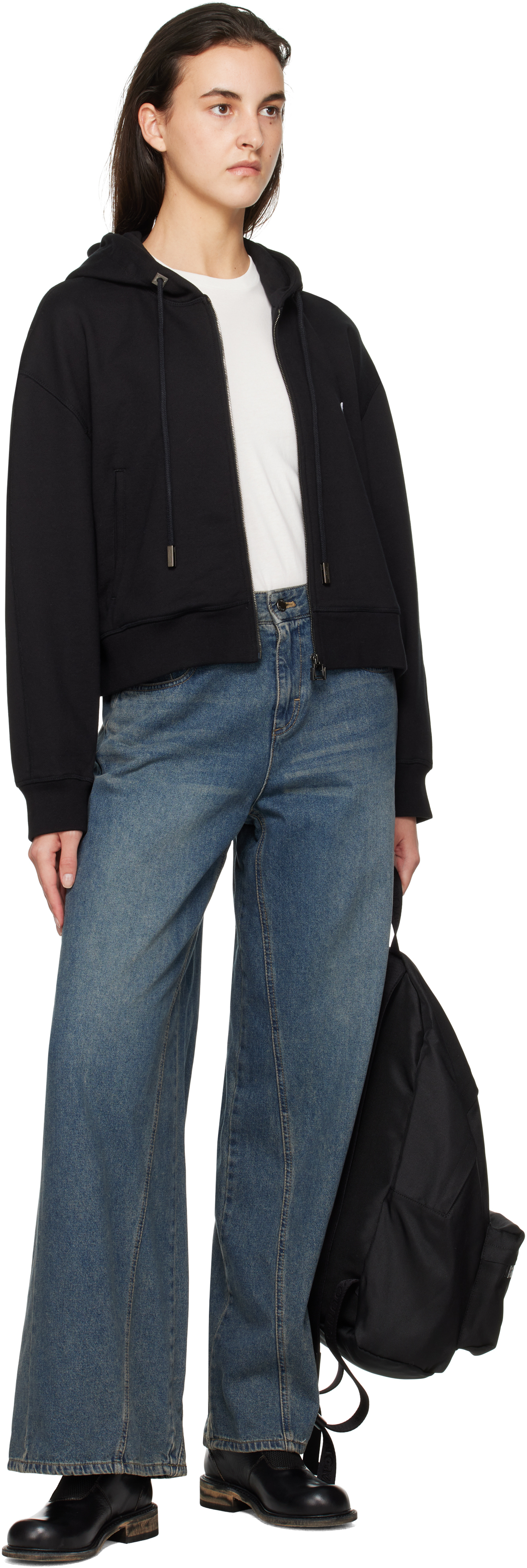 WOOYOUNGMI BLUE CURVED WIDE JEANS 
