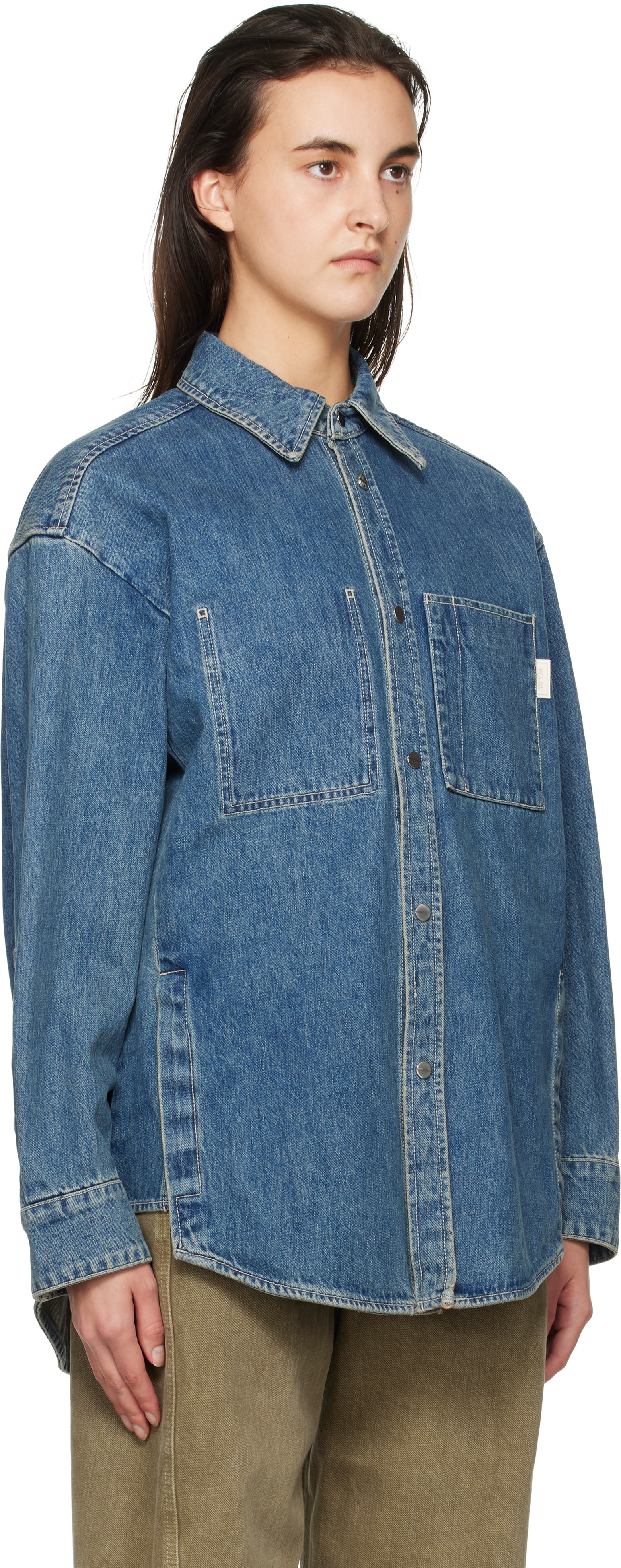 WOOYOUNGMI BLUE BACK LOGO DENIM SHIRT