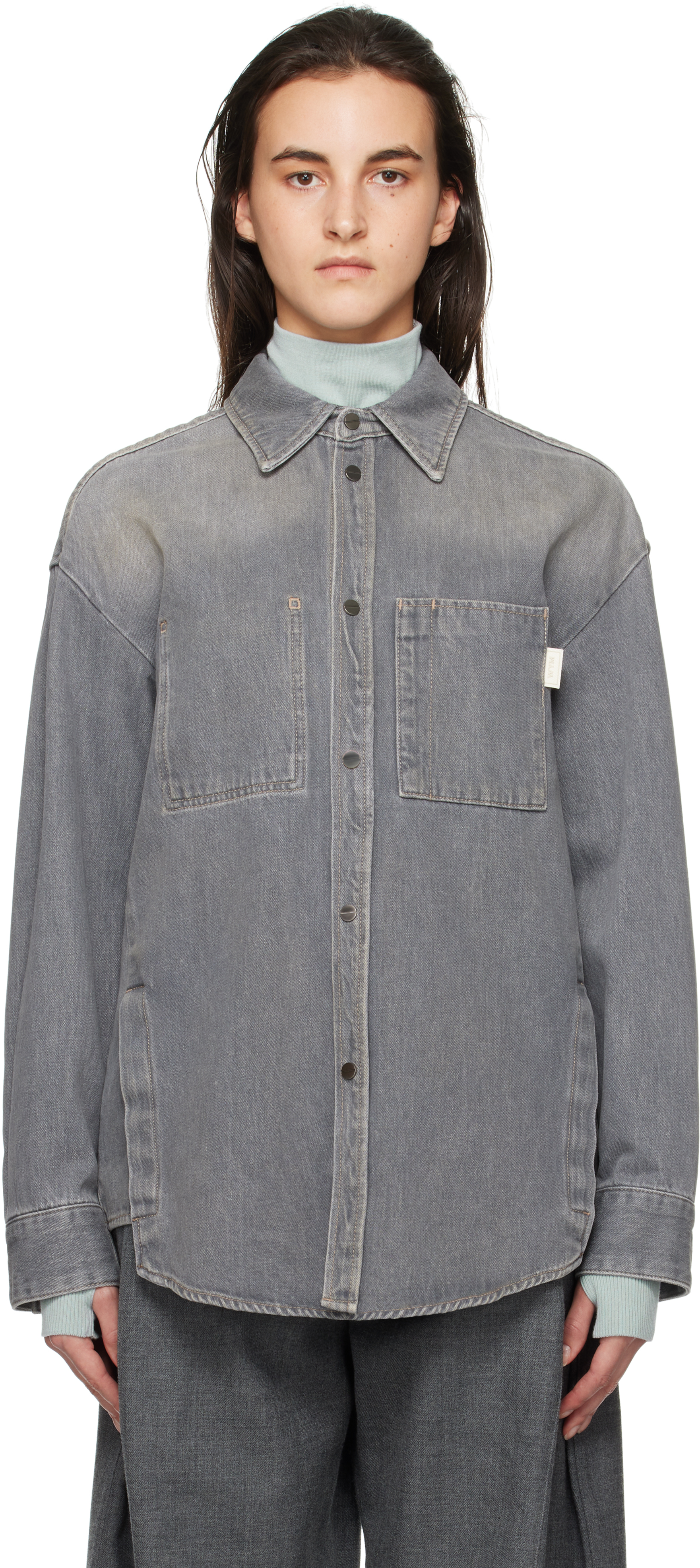 Blue Back Logo Denim Shirt