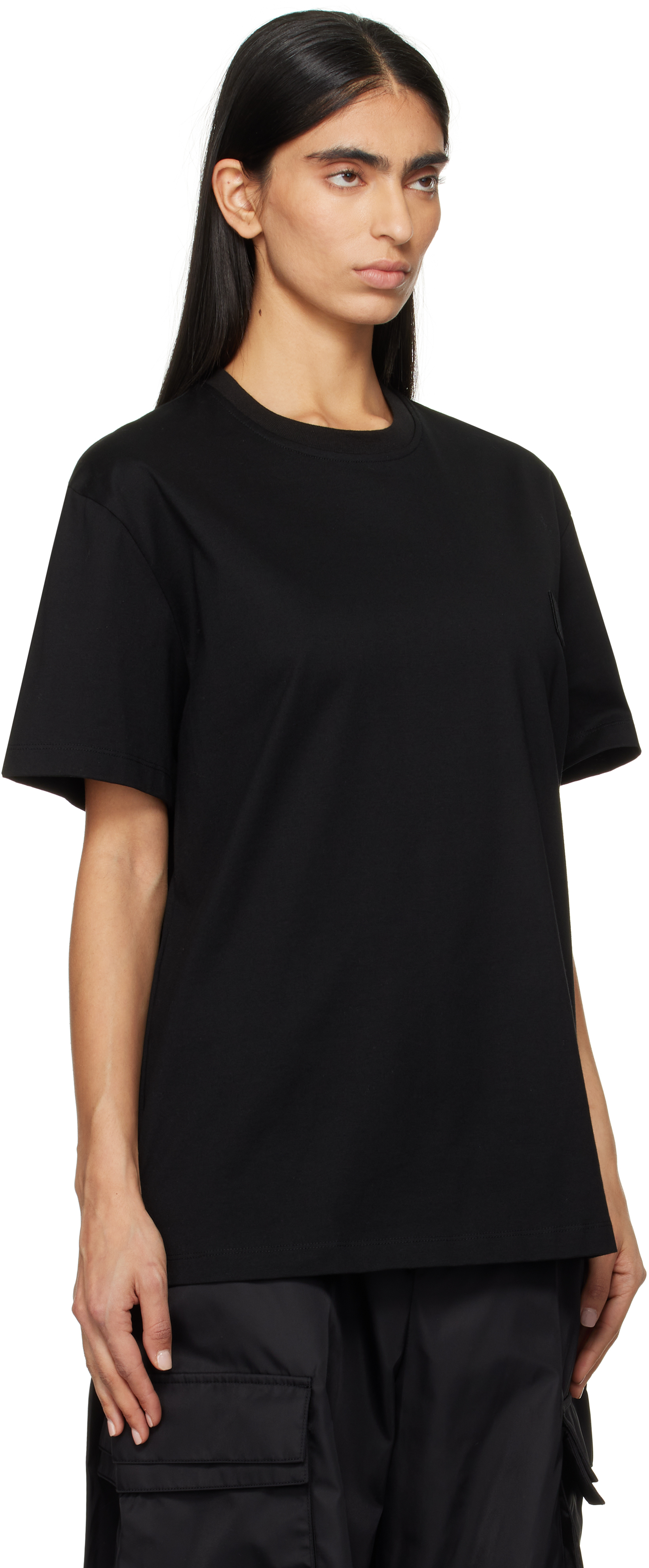 WOOYOUNGMI BLACK METALLIC GRAPHIC T-SHIRT 