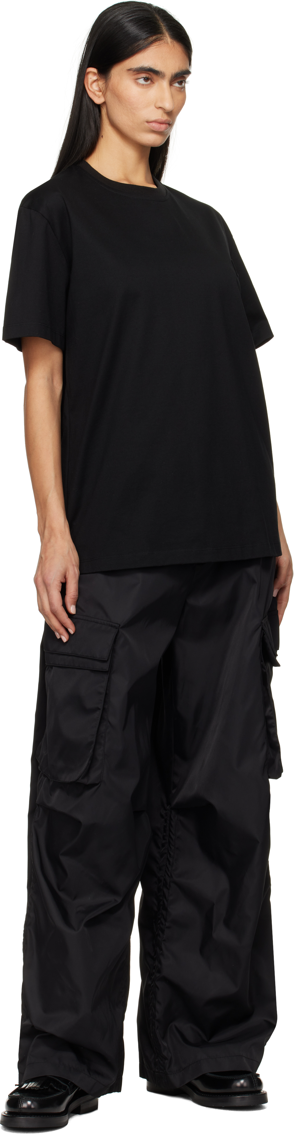 WOOYOUNGMI BLACK METALLIC GRAPHIC T-SHIRT 