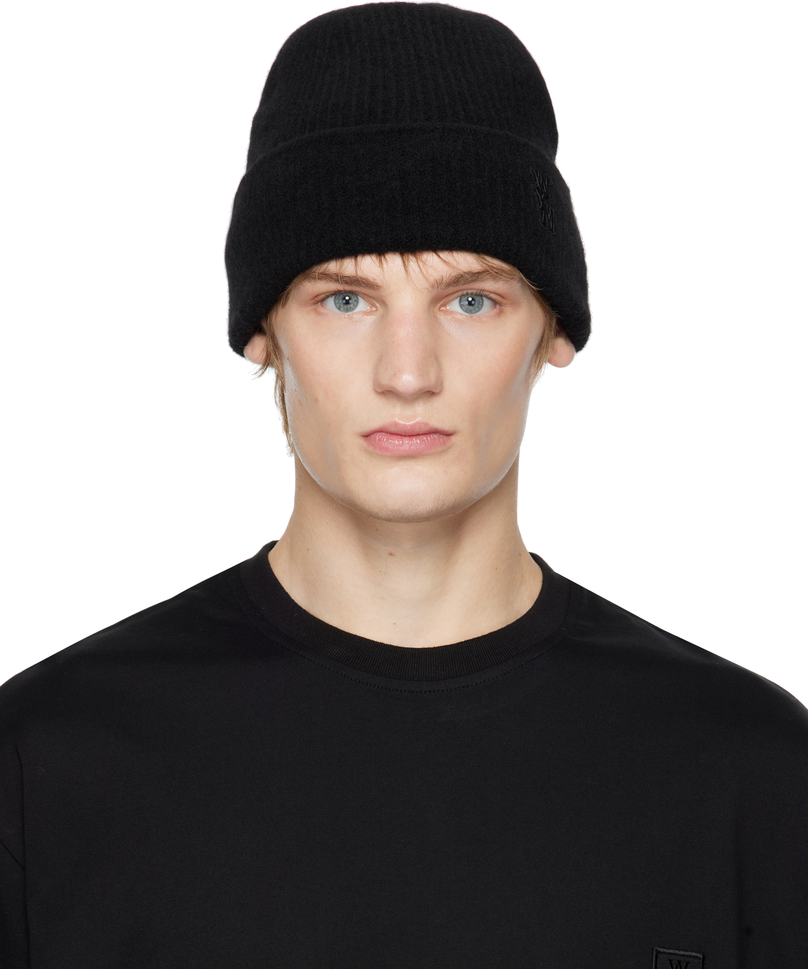 Shop Wooyoungmi Black Knit Beanie In 534b Black