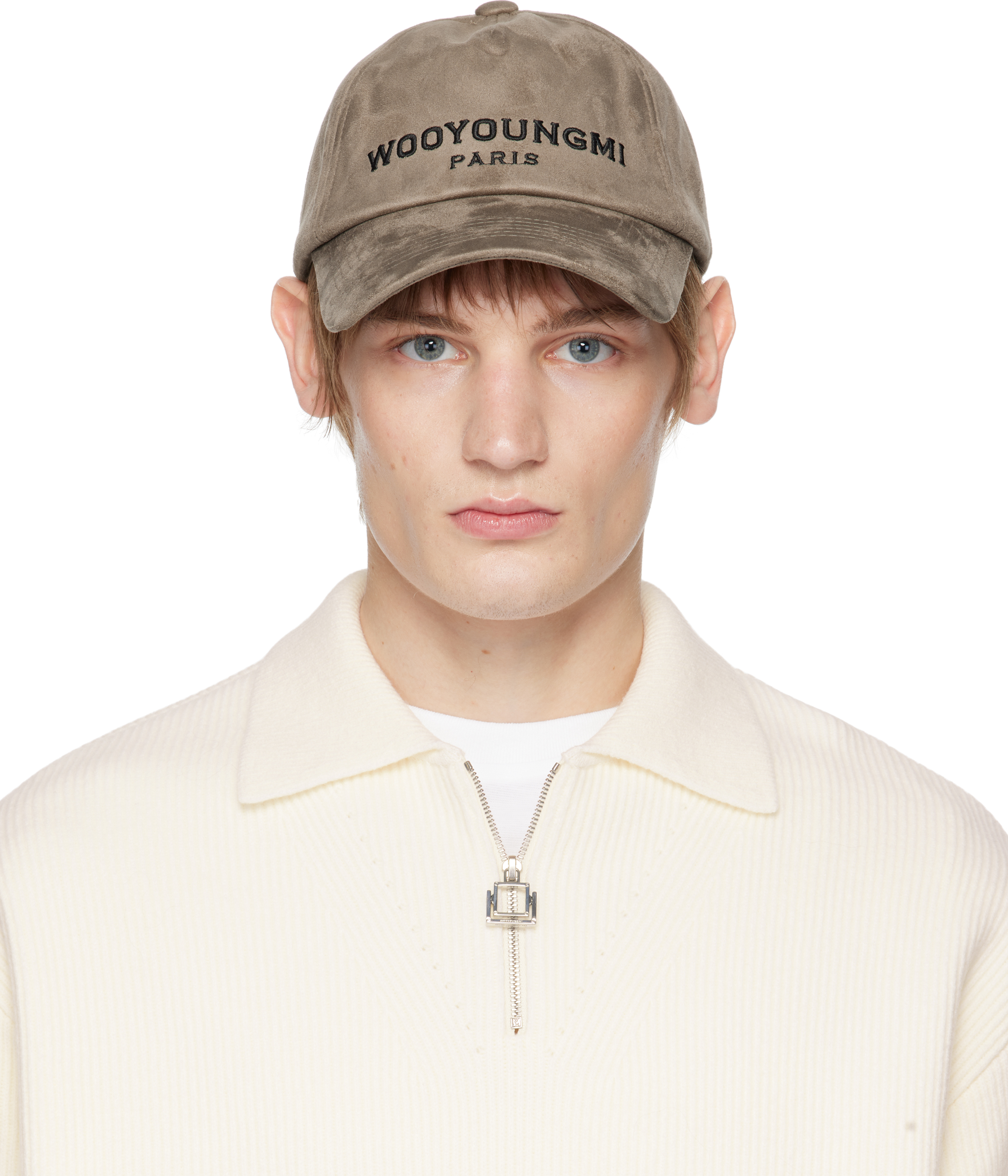 Shop Wooyoungmi Beige Faux Suede Ball Cap In 666e Beige