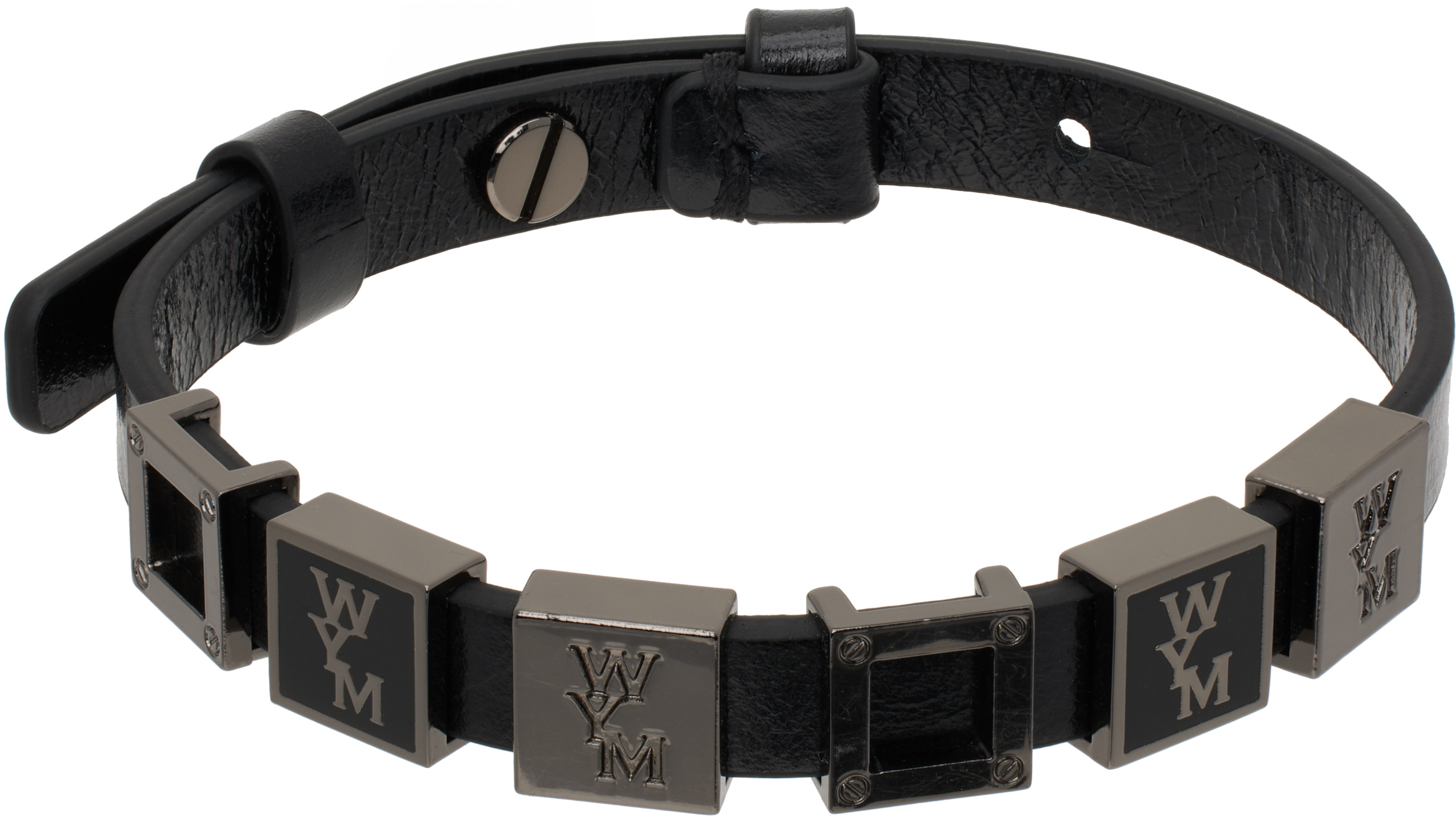 Black Cracked Leather Bracelet