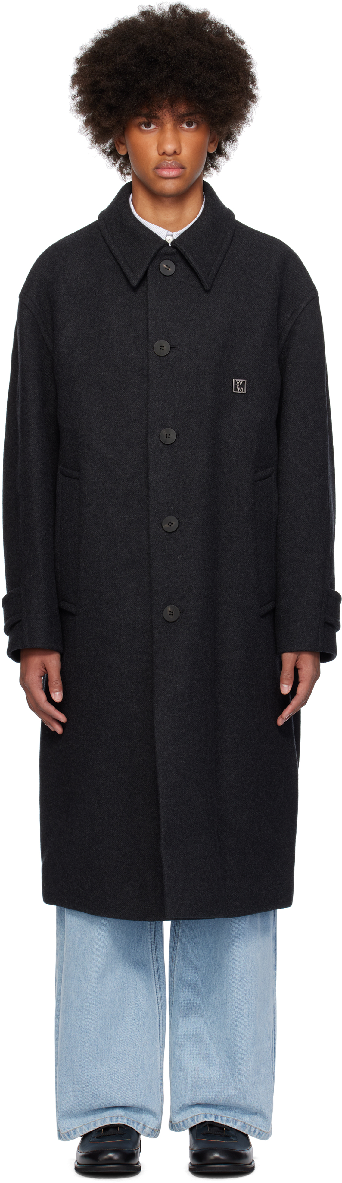 Gray Wool Balmacaan Coat