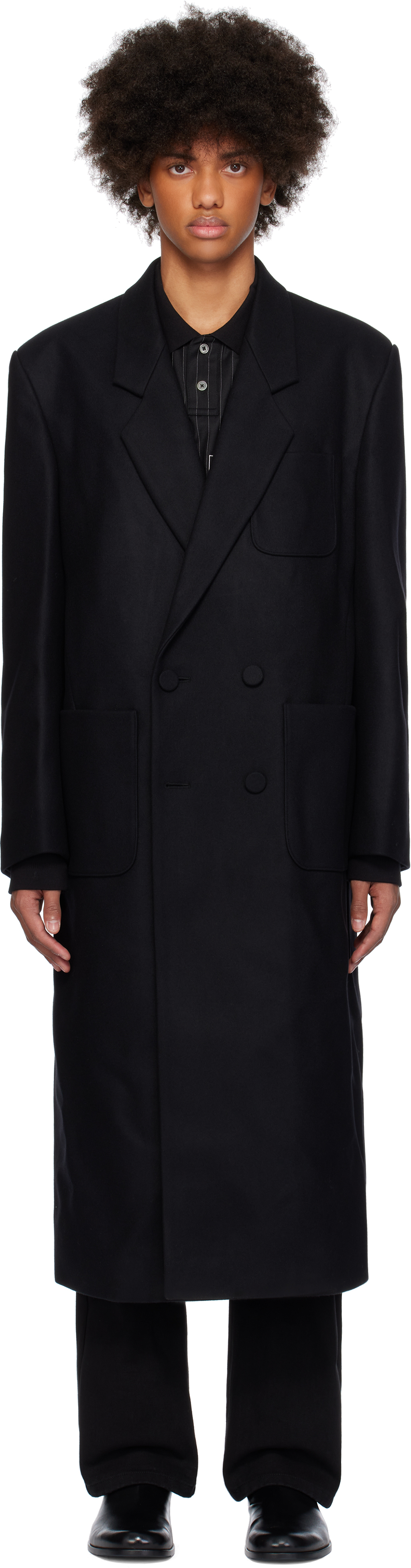 Black Wool Double Coat